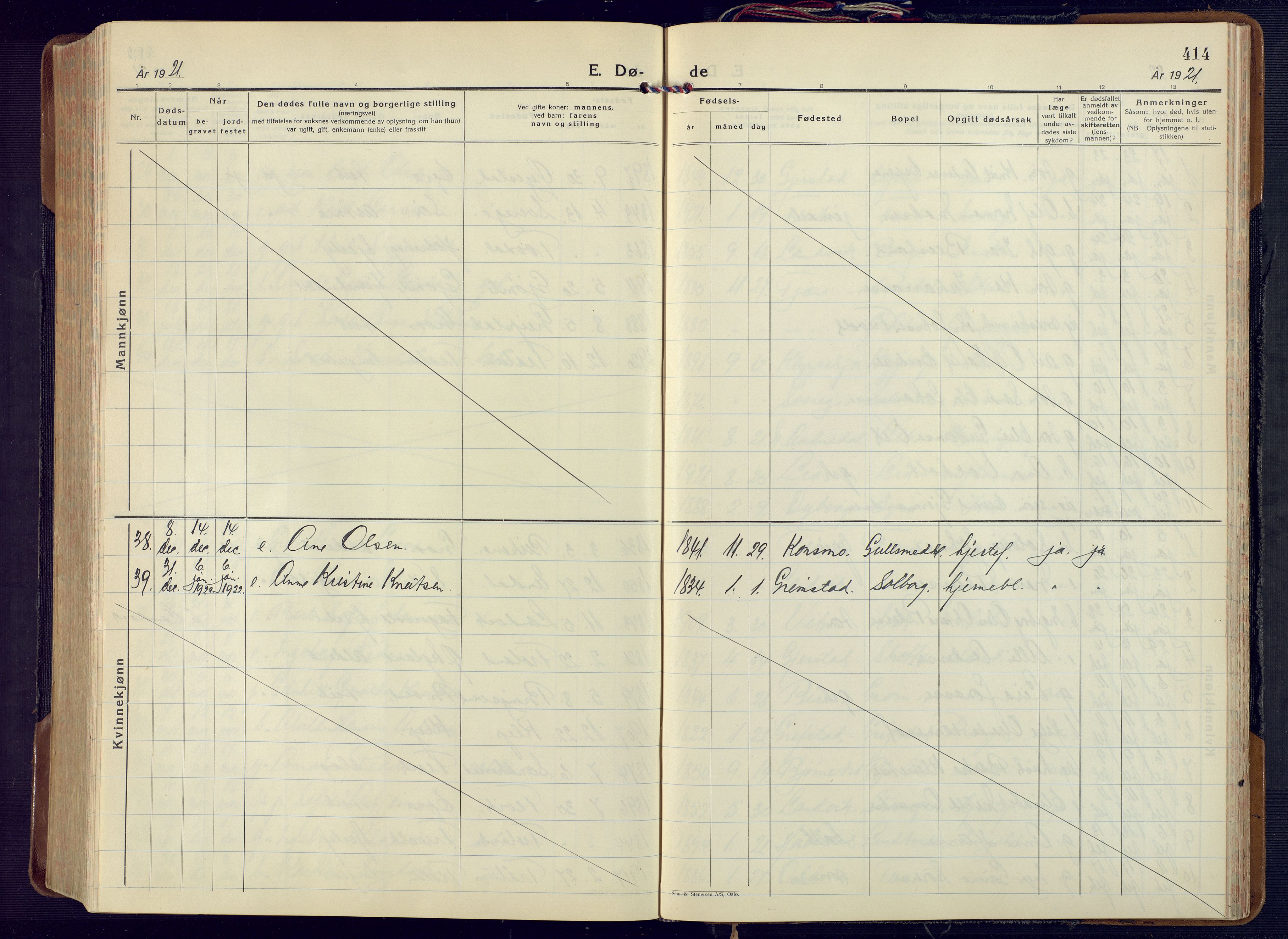 Fjære sokneprestkontor, AV/SAK-1111-0011/F/Fa/L0004: Parish register (official) no. A 4, 1902-1925, p. 414