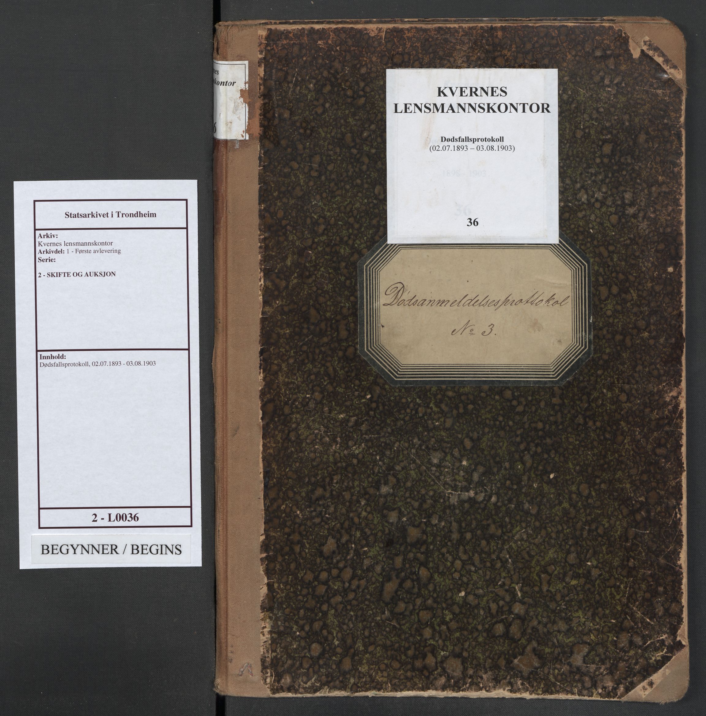 Kvernes lensmannskontor, AV/SAT-A-5876/1/2/L0036: Dødsfallsprotokoll, 1898-1903