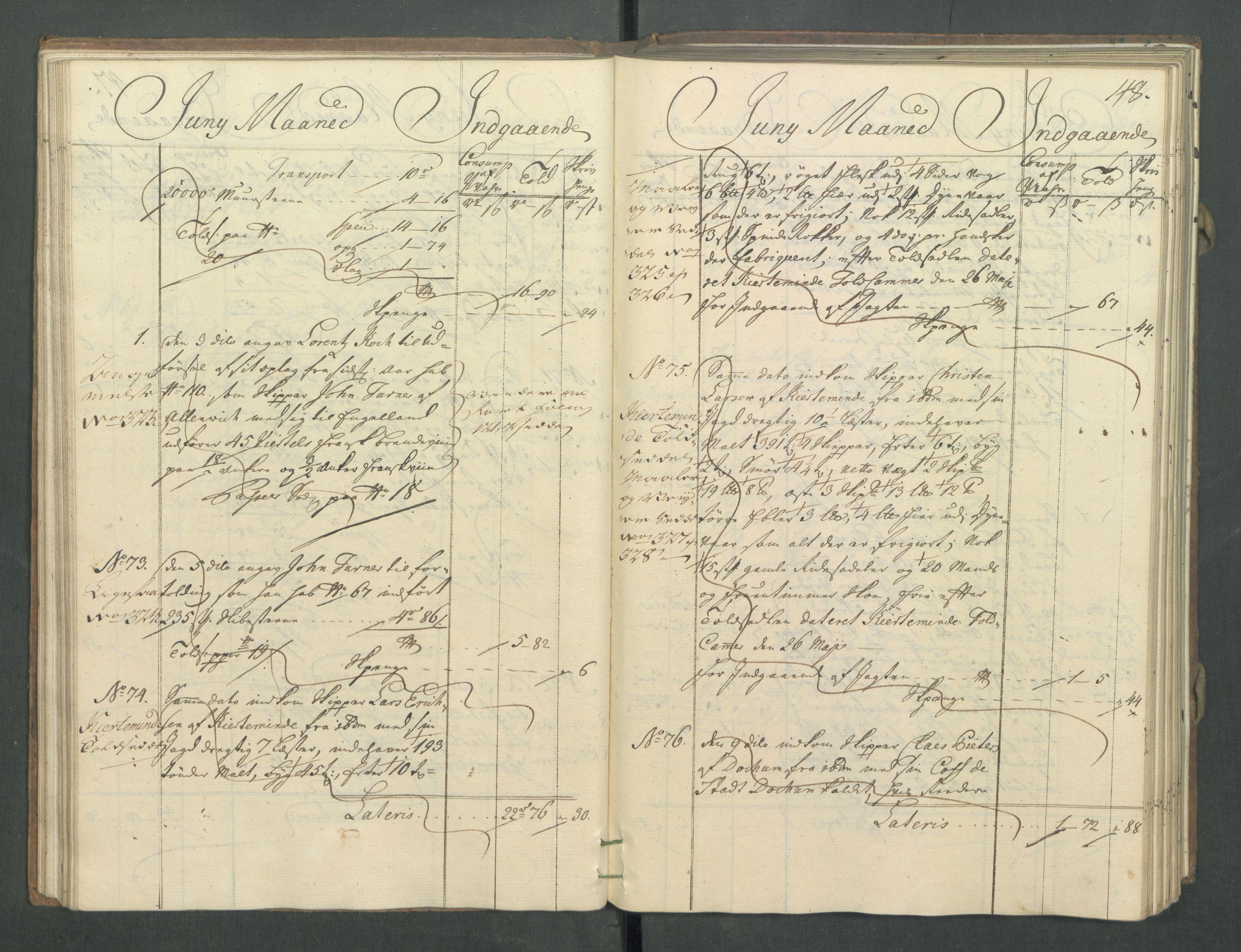 Generaltollkammeret, tollregnskaper, AV/RA-EA-5490/R02/L0022/0001: Tollregnskaper Fredrikstad / Inngående hovedtollbok, 1756, p. 47b-48a