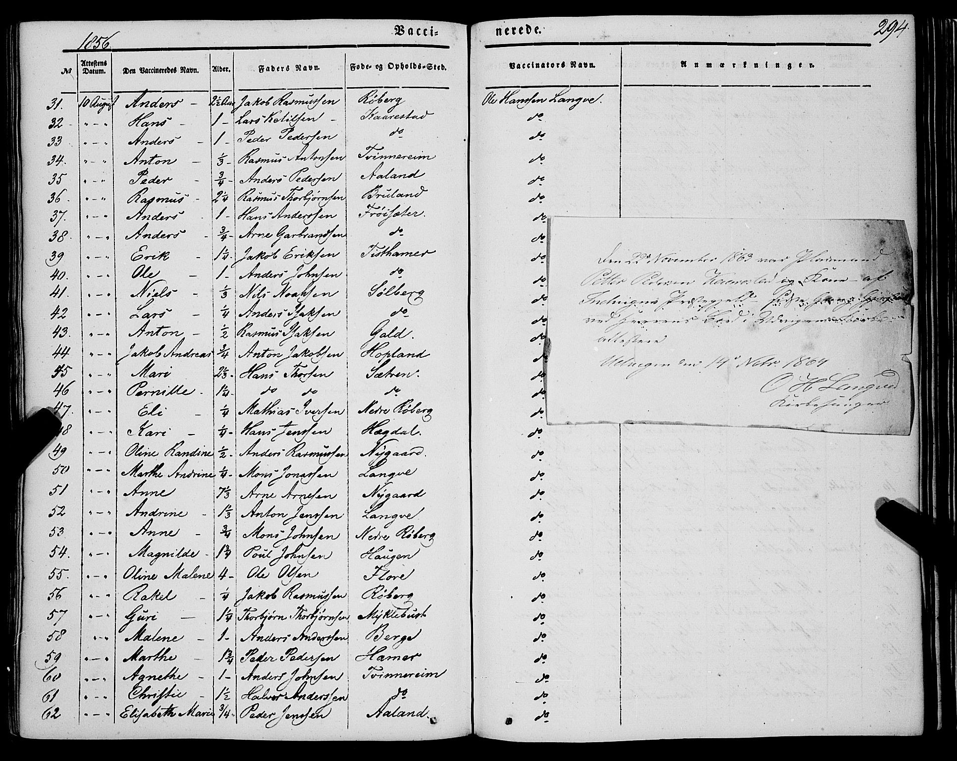 Innvik sokneprestembete, SAB/A-80501: Parish register (official) no. A 5, 1847-1865, p. 294