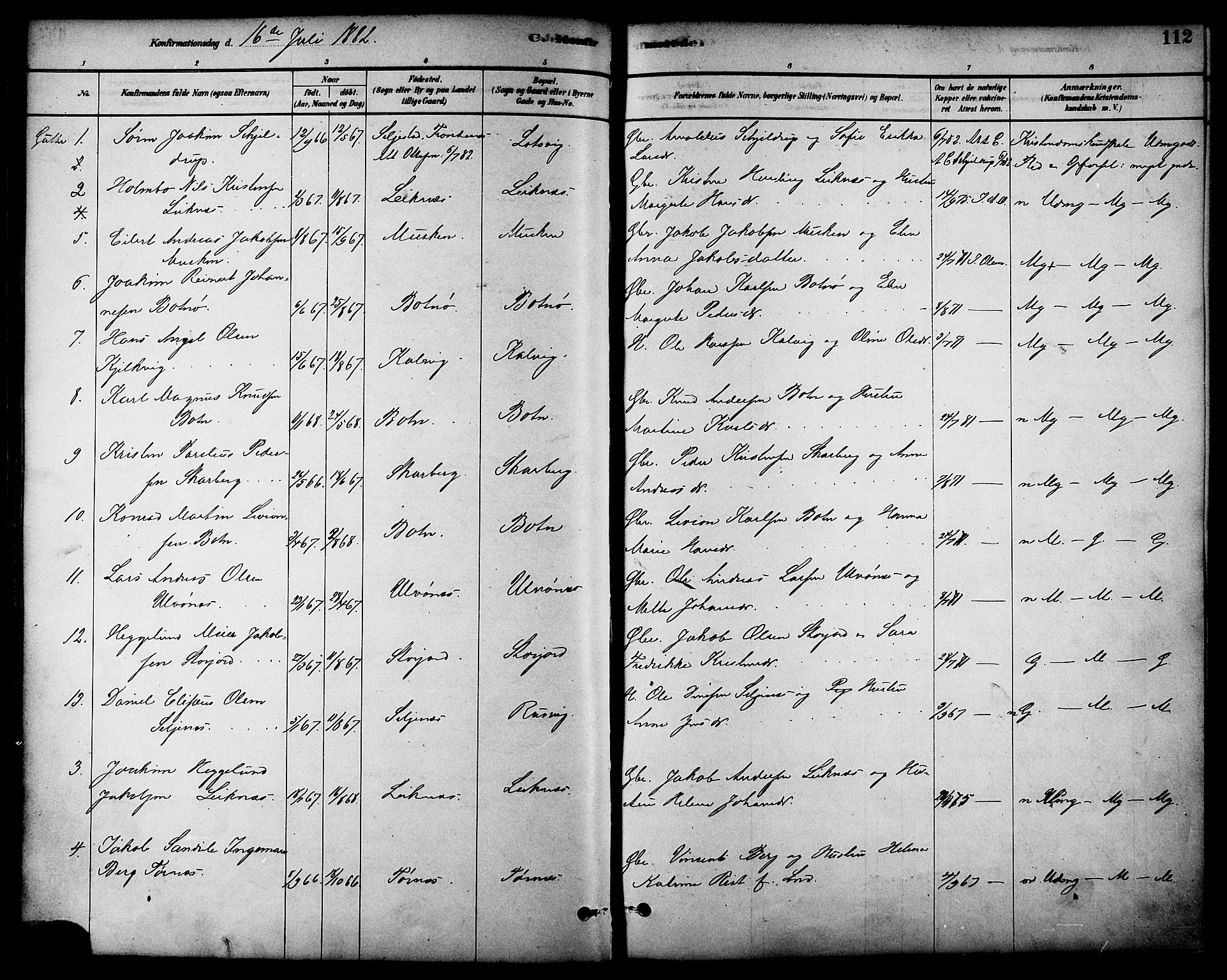 Ministerialprotokoller, klokkerbøker og fødselsregistre - Nordland, AV/SAT-A-1459/861/L0868: Parish register (official) no. 861A03, 1879-1889, p. 112