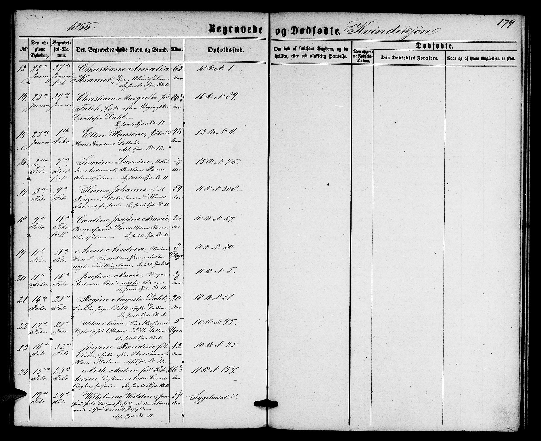 Domkirken sokneprestembete, SAB/A-74801/H/Hab/L0039: Parish register (copy) no. E 3, 1860-1868, p. 179