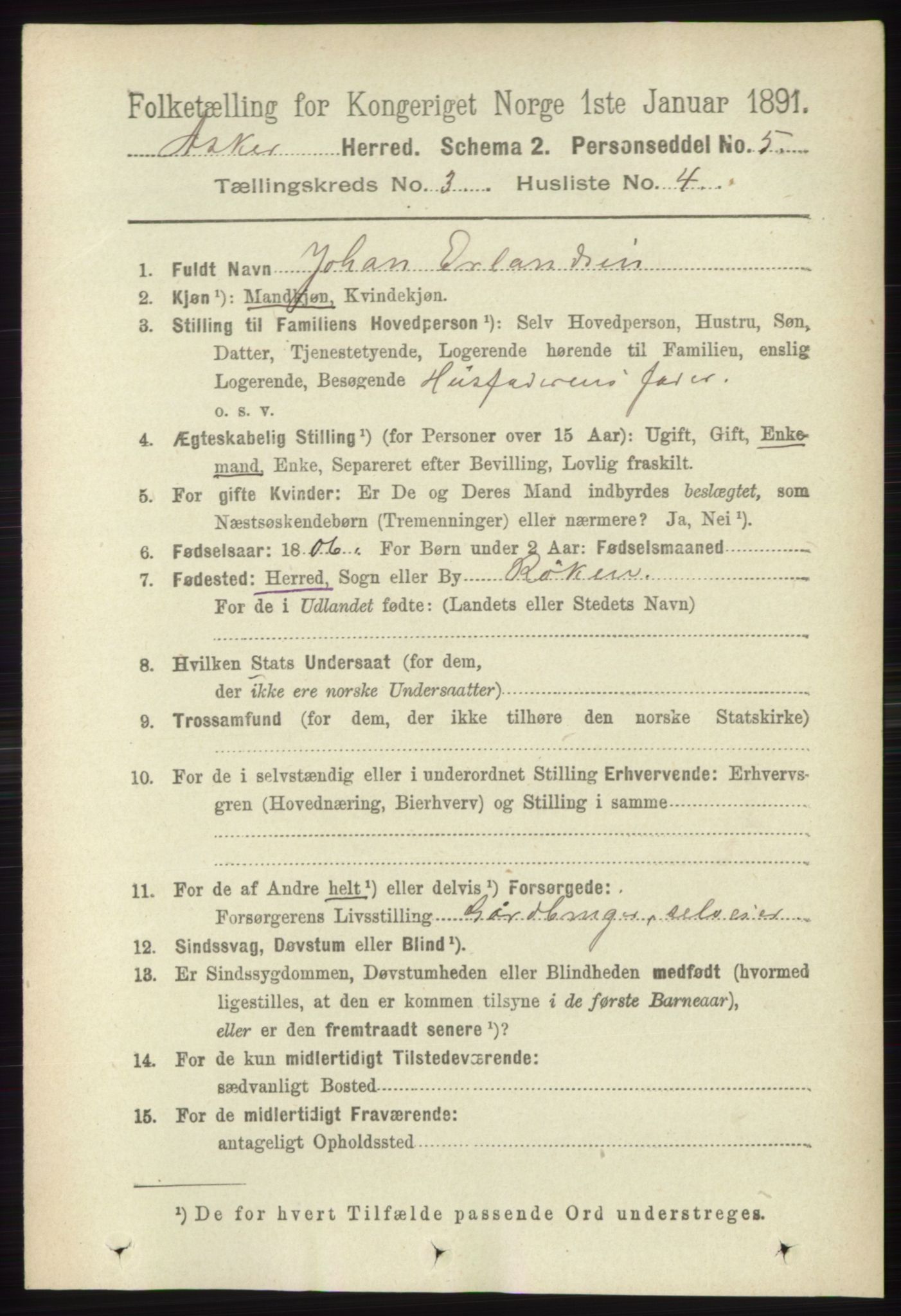 RA, 1891 census for 0220 Asker, 1891, p. 2008