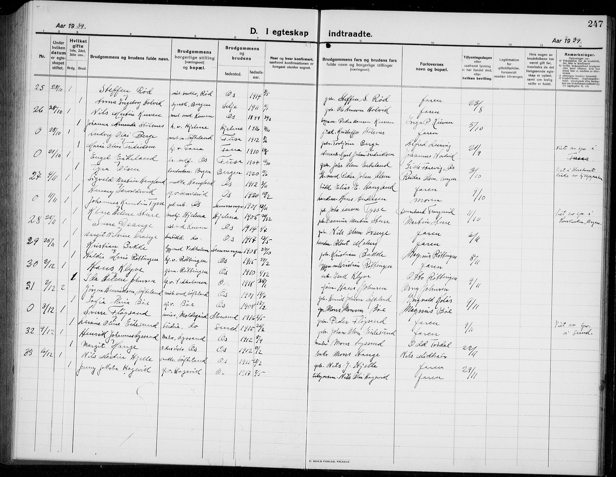 Os sokneprestembete, SAB/A-99929: Parish register (copy) no. A 5, 1923-1941, p. 247