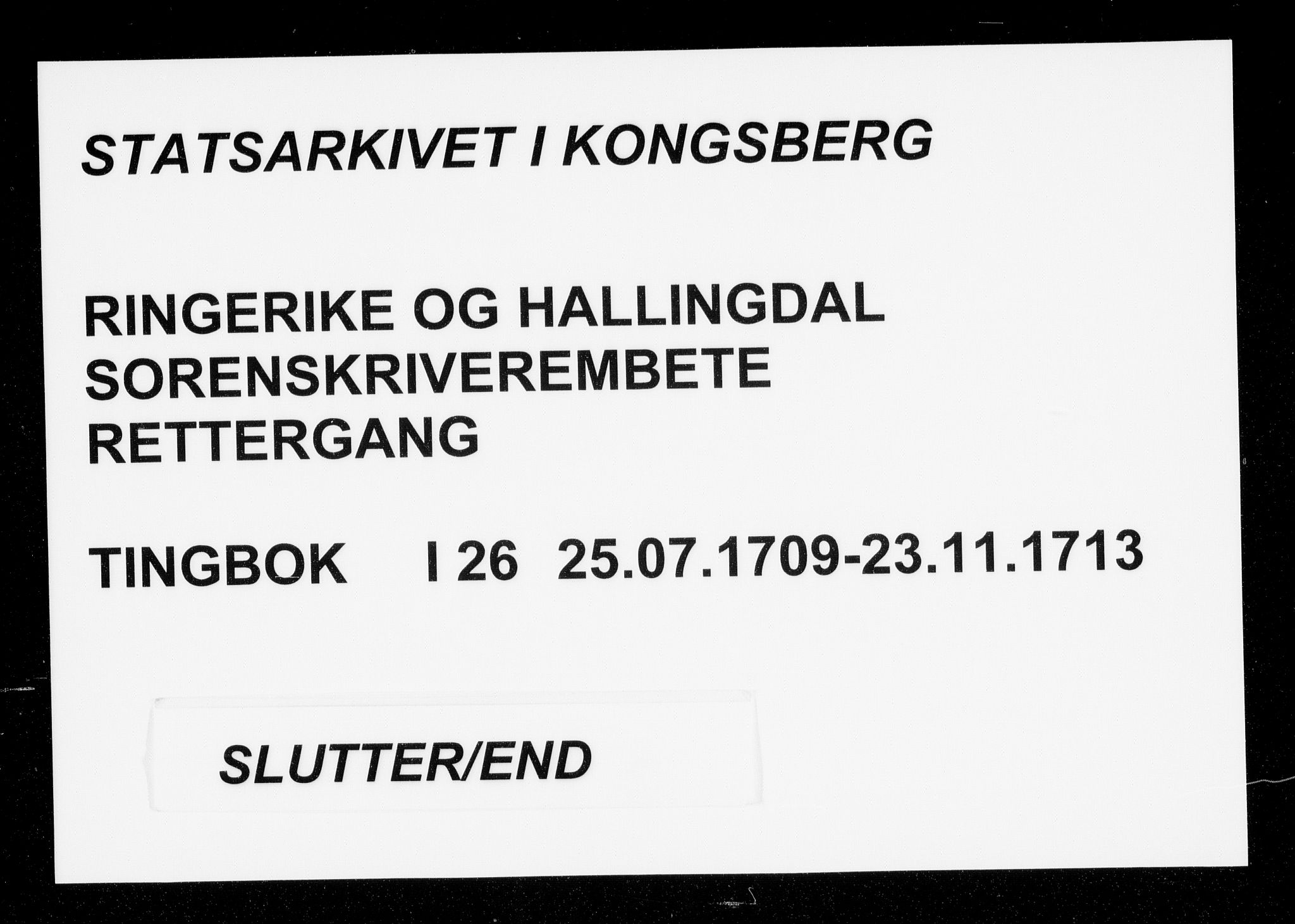 Ringerike og Hallingdal sorenskriveri, AV/SAKO-A-81/F/Fa/Faa/L0026: Tingbok, 1709-1713