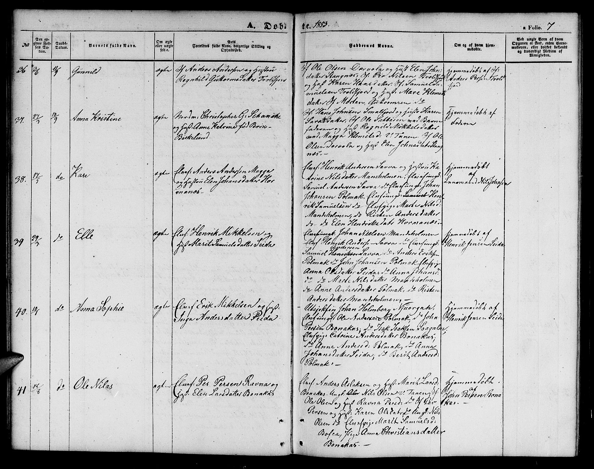 Tana sokneprestkontor, AV/SATØ-S-1334/H/Hb/L0001klokker: Parish register (copy) no. 1 /1, 1853-1867, p. 7
