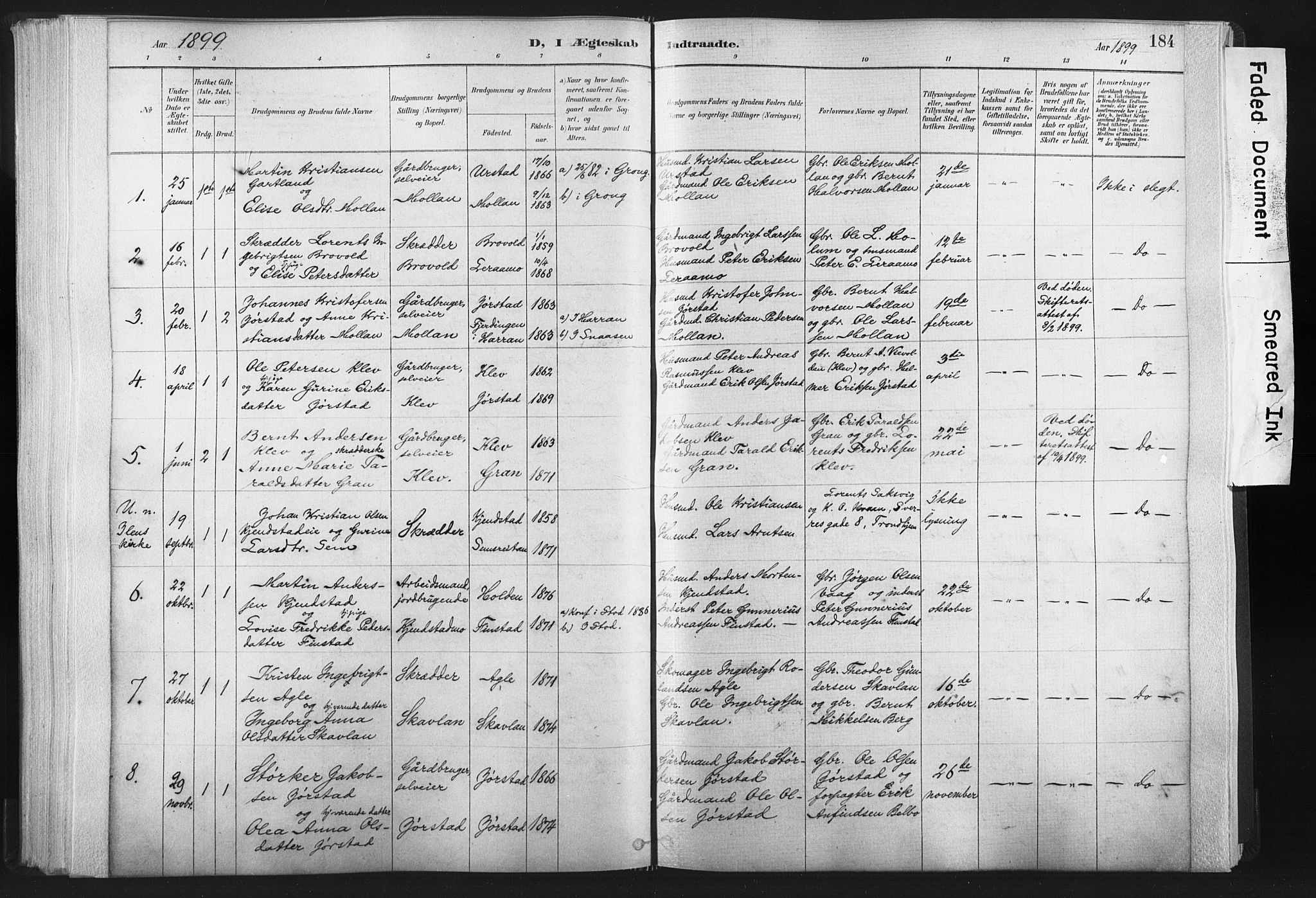 Ministerialprotokoller, klokkerbøker og fødselsregistre - Nord-Trøndelag, SAT/A-1458/749/L0474: Parish register (official) no. 749A08, 1887-1903, p. 184
