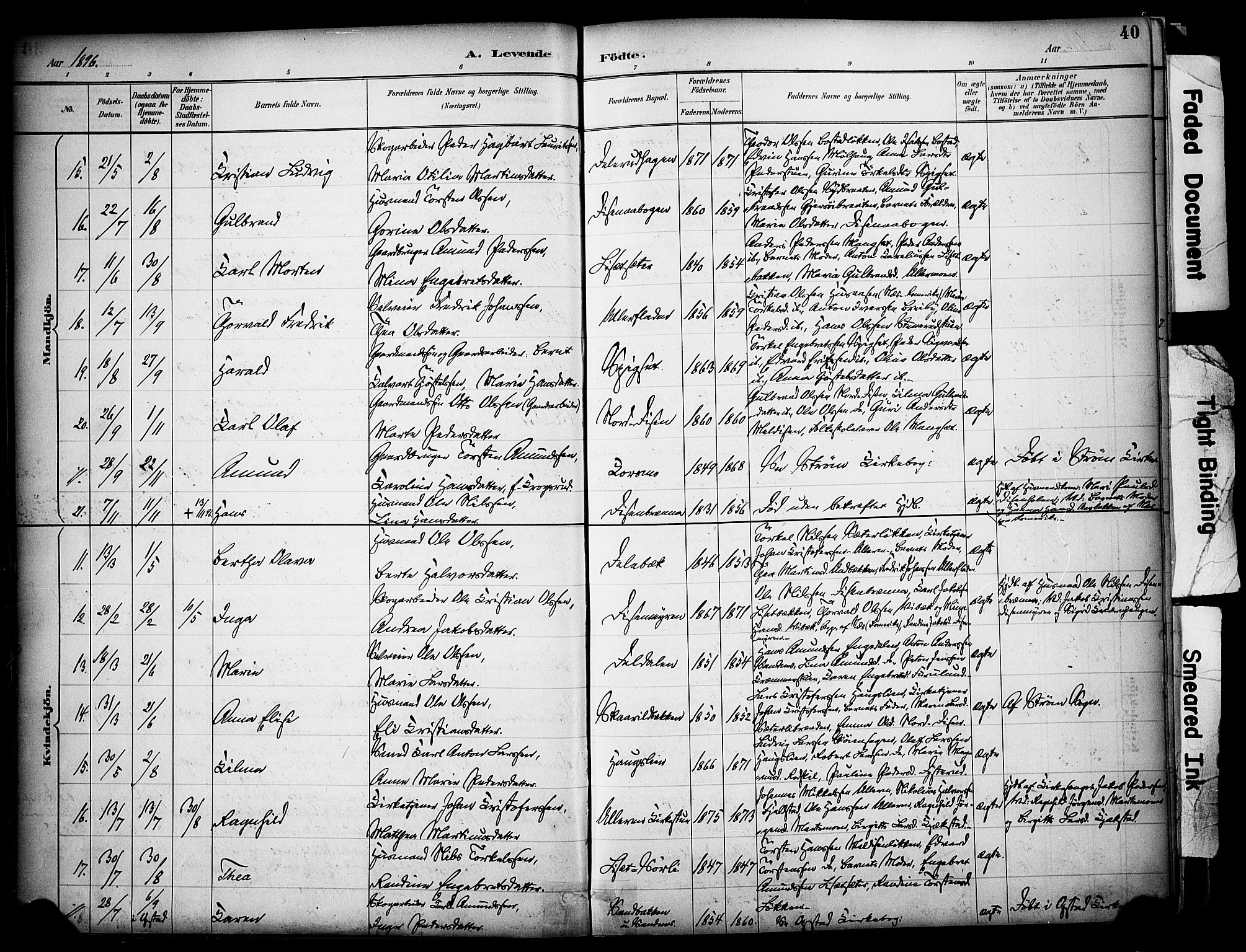 Sør-Odal prestekontor, AV/SAH-PREST-030/H/Ha/Haa/L0008: Parish register (official) no. 8, 1886-1922, p. 40