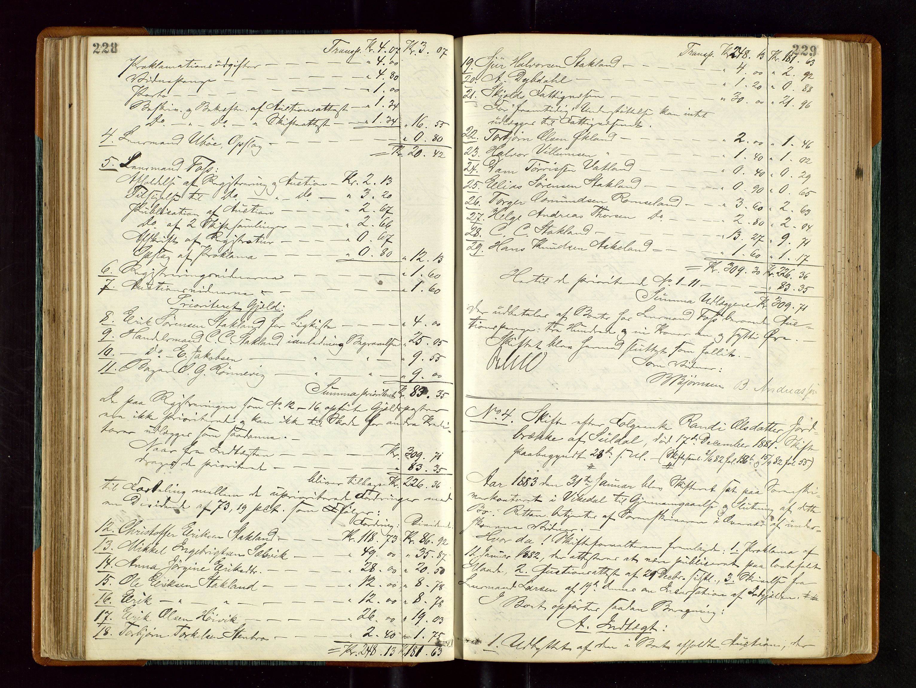 Ryfylke tingrett, AV/SAST-A-100055/001/IV/IVD/L0027: Skifteprotokoll, register i protokollen, 1881-1885, p. 228-229