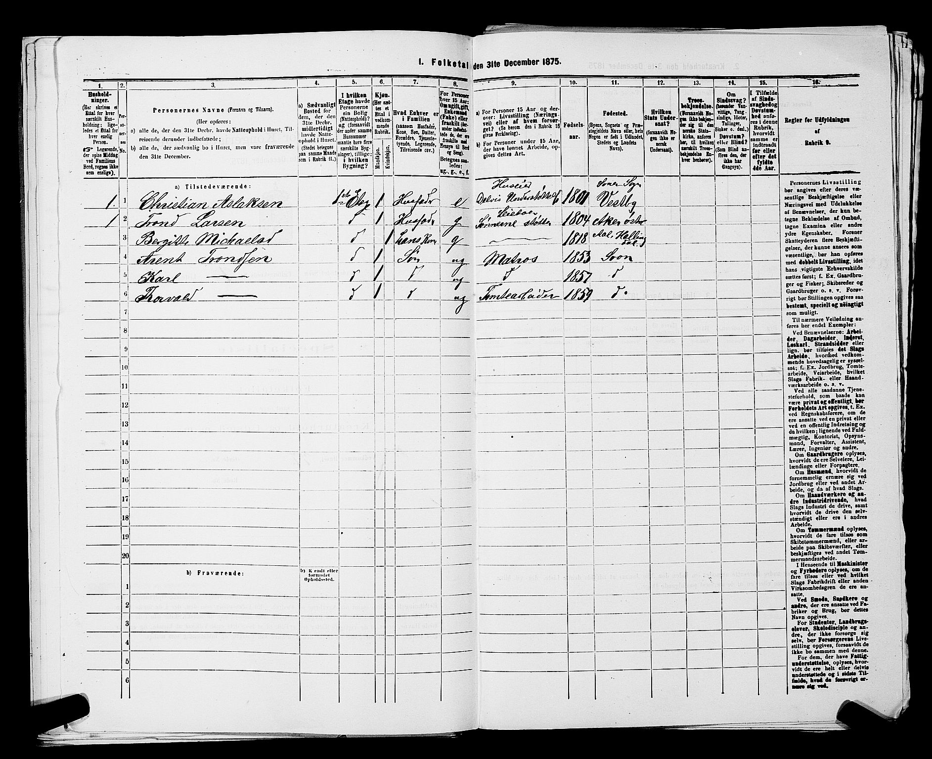 RA, 1875 census for 0201B Vestby/Son, 1875, p. 159