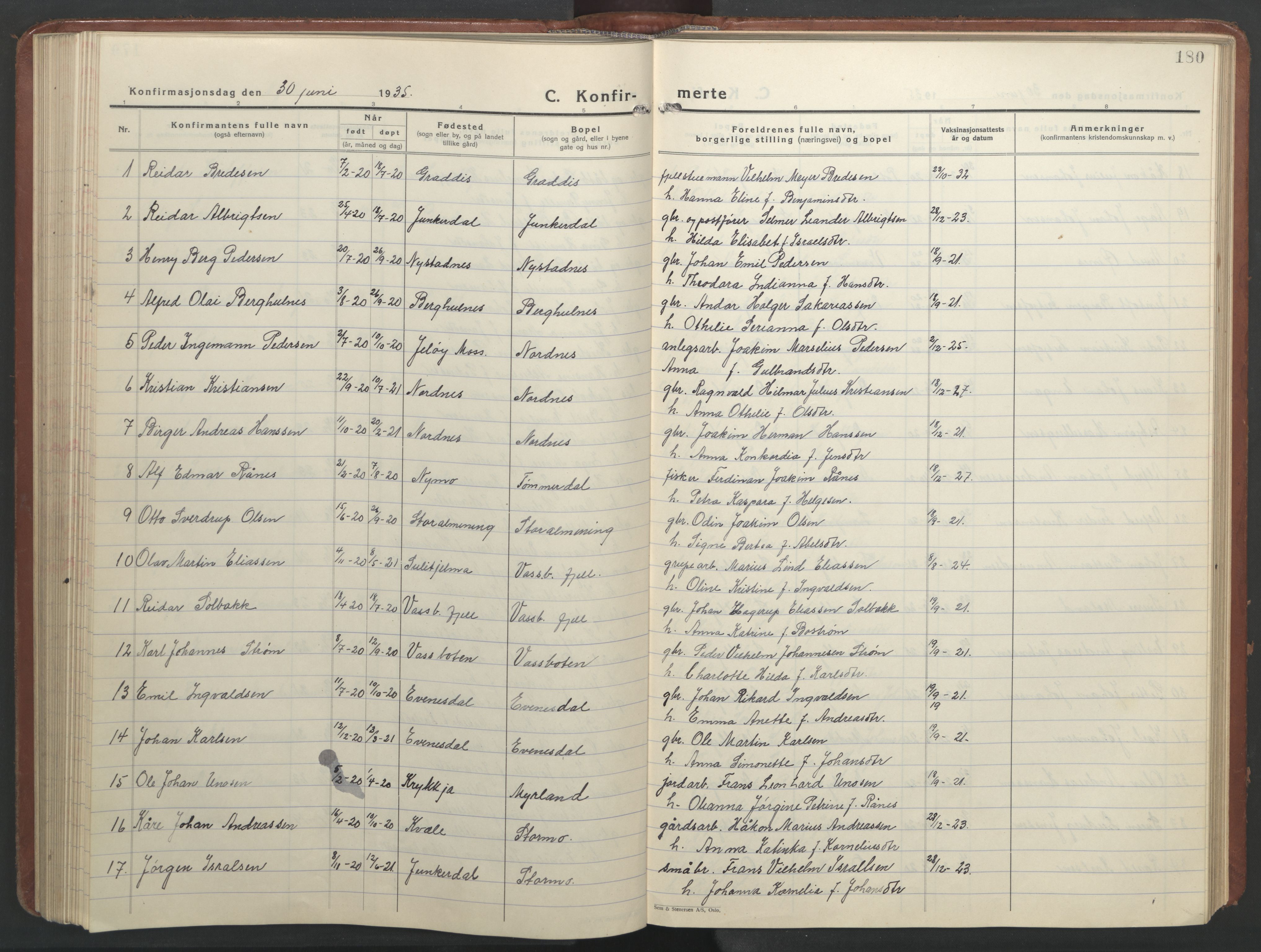 Ministerialprotokoller, klokkerbøker og fødselsregistre - Nordland, SAT/A-1459/847/L0680: Parish register (copy) no. 847C08, 1930-1947, p. 180