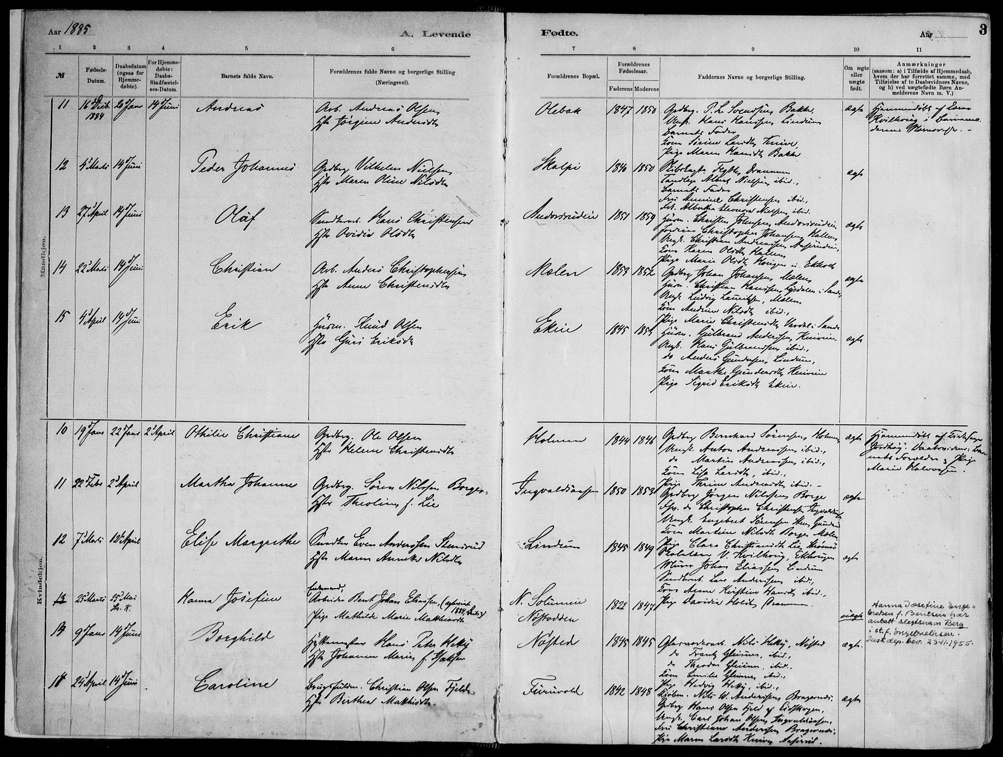 Skoger kirkebøker, AV/SAKO-A-59/F/Fa/L0006: Parish register (official) no. I 6, 1885-1910, p. 3