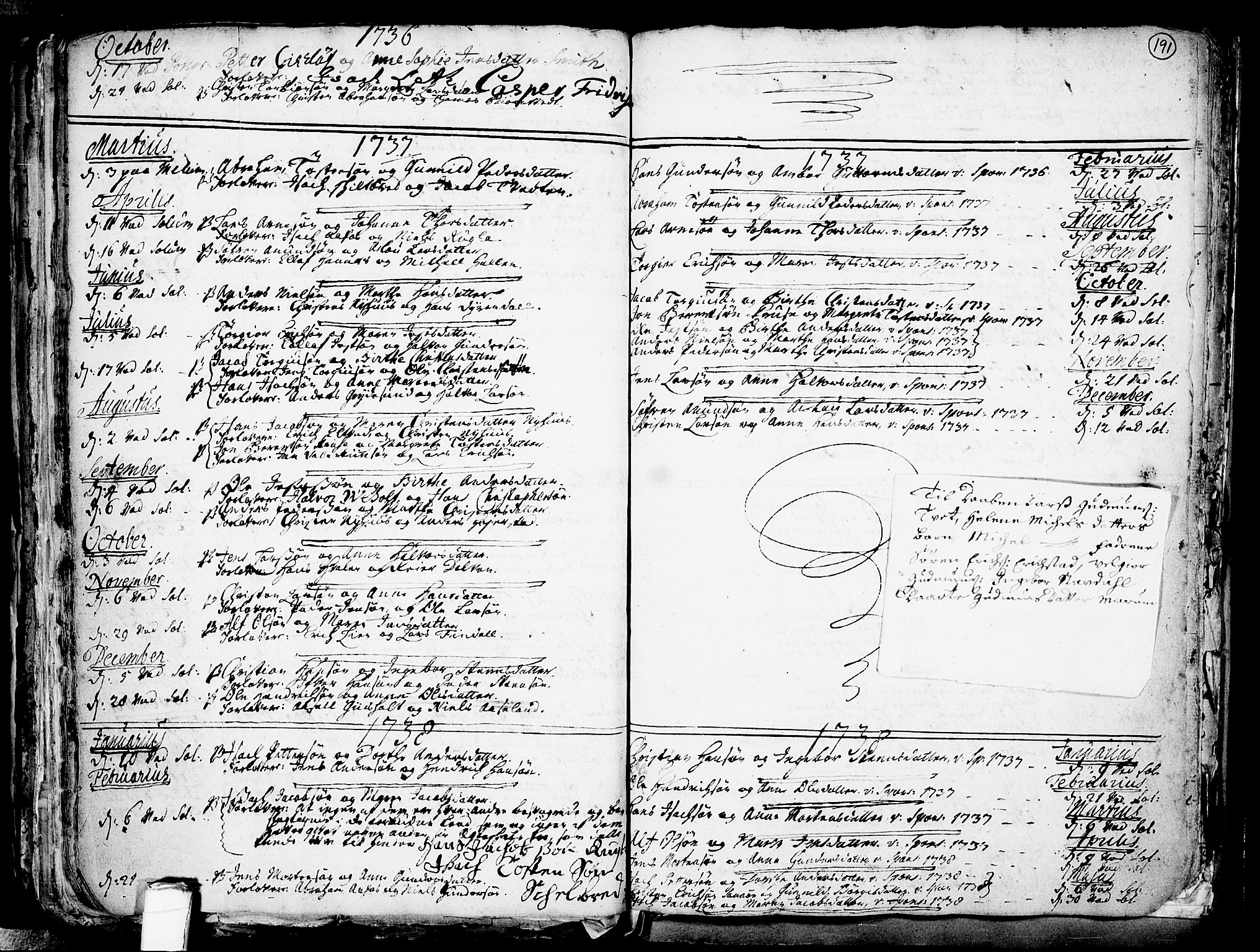 Solum kirkebøker, SAKO/A-306/F/Fa/L0002: Parish register (official) no. I 2, 1713-1761, p. 191