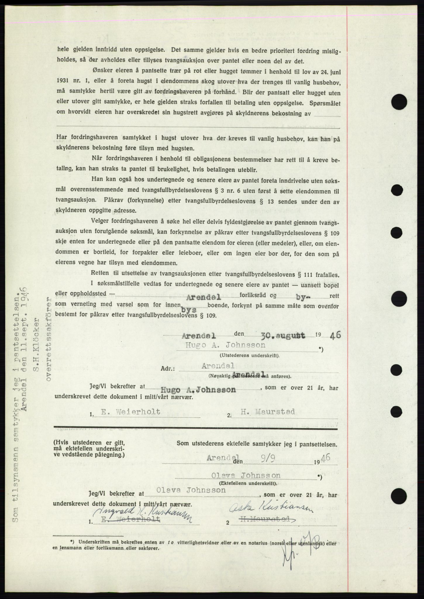 Nedenes sorenskriveri, SAK/1221-0006/G/Gb/Gbb/L0003: Mortgage book no. B3b, 1946-1946, Diary no: : 1105/1946