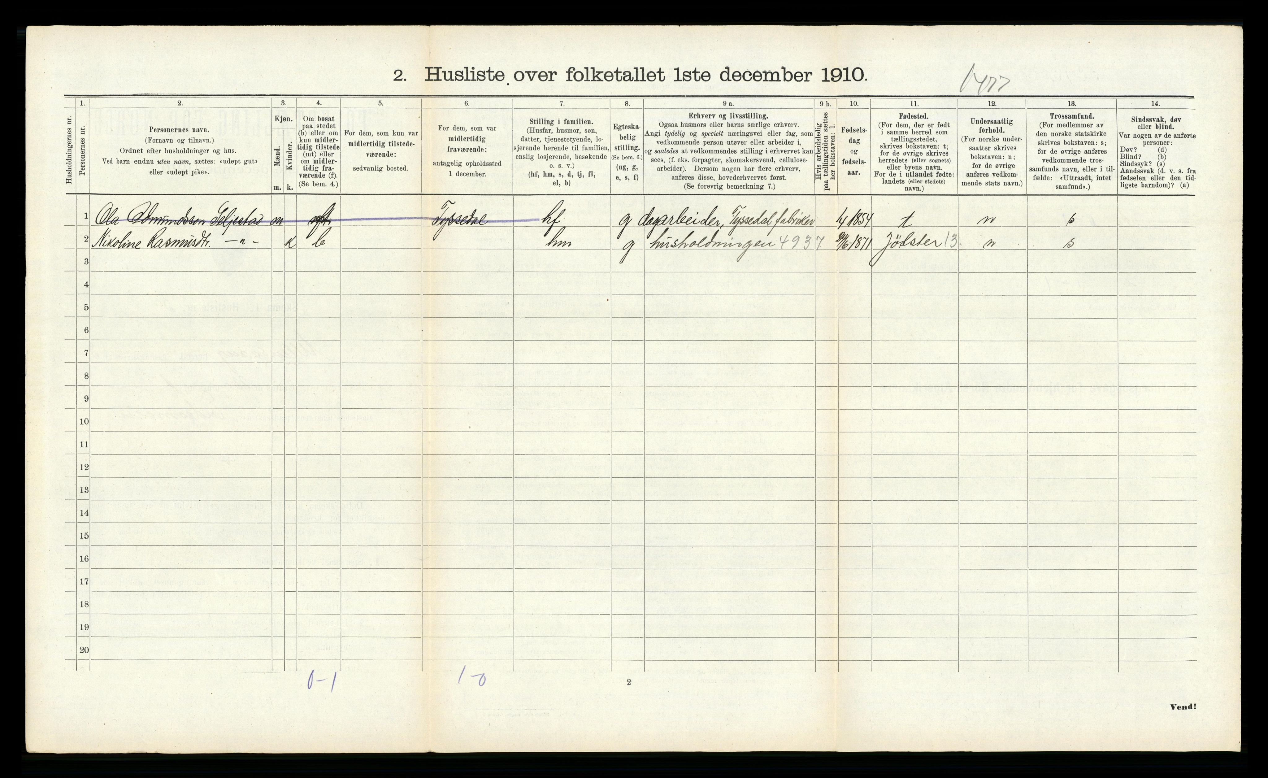 RA, 1910 census for Ullensvang, 1910, p. 300