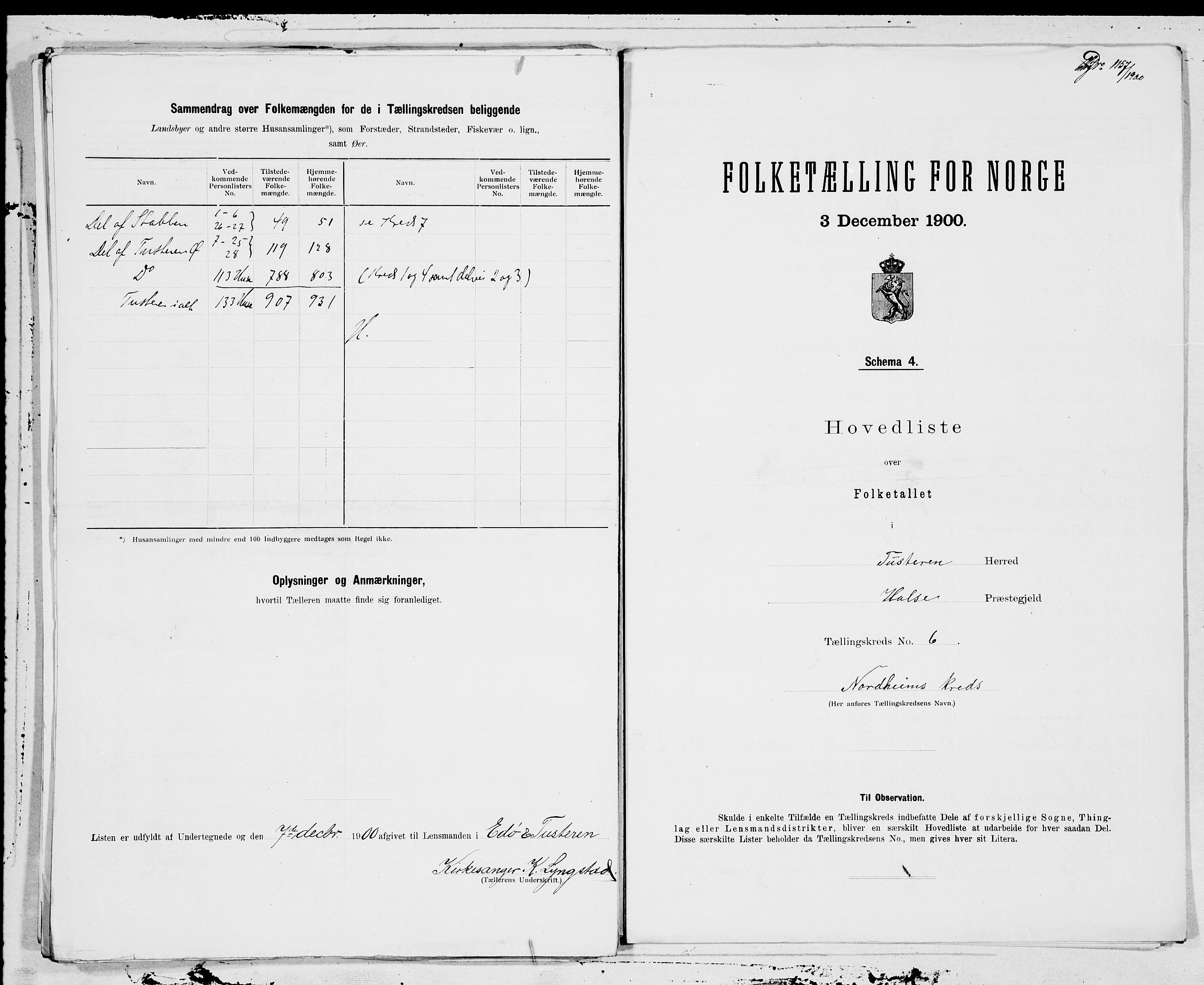 SAT, 1900 census for Tustna, 1900, p. 12