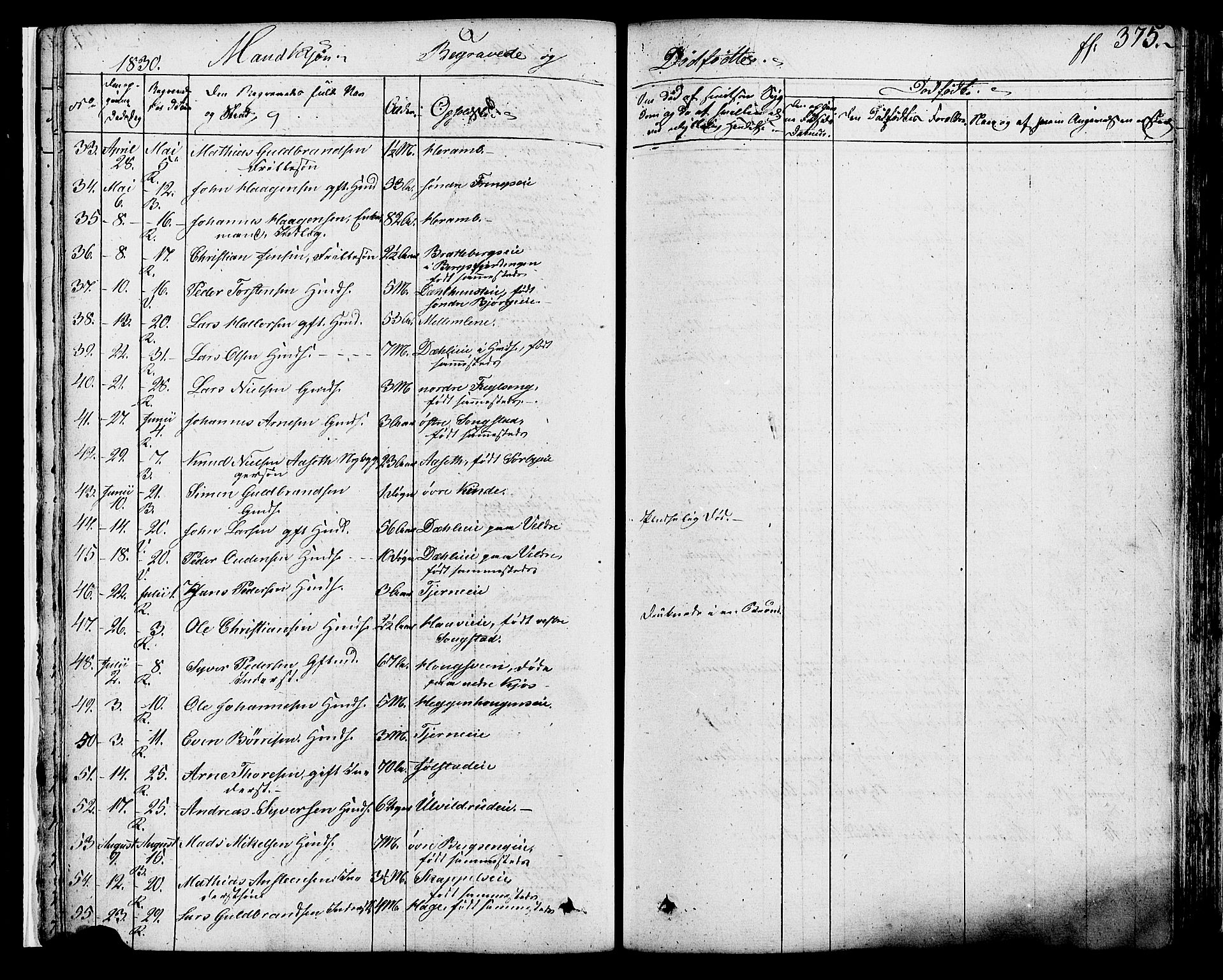 Ringsaker prestekontor, AV/SAH-PREST-014/K/Ka/L0007: Parish register (official) no. 7B, 1826-1837, p. 375