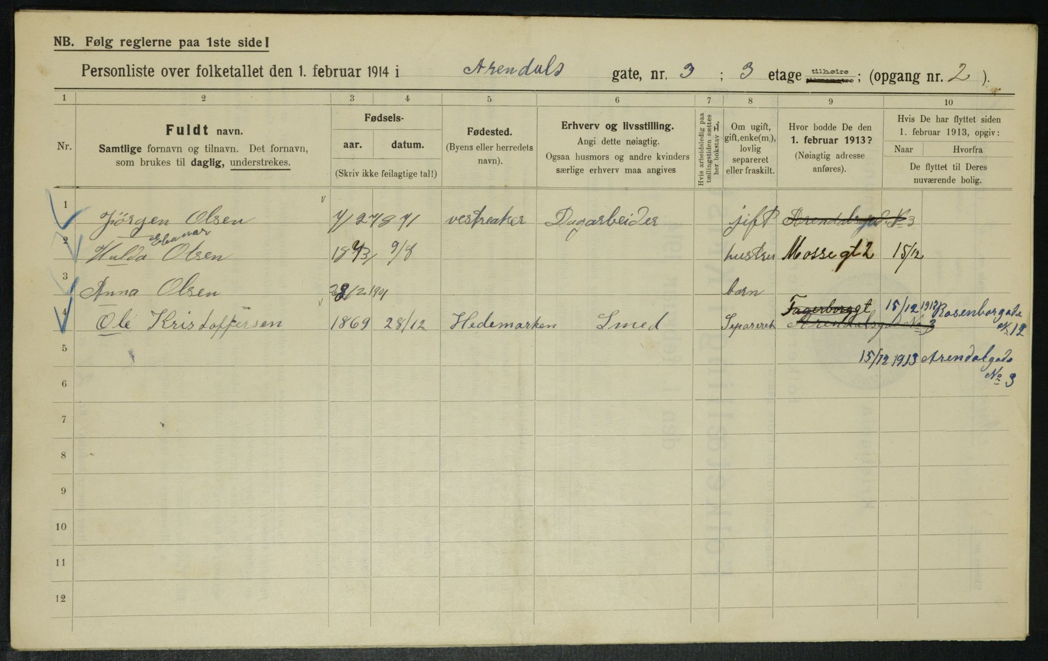OBA, Municipal Census 1914 for Kristiania, 1914, p. 2084