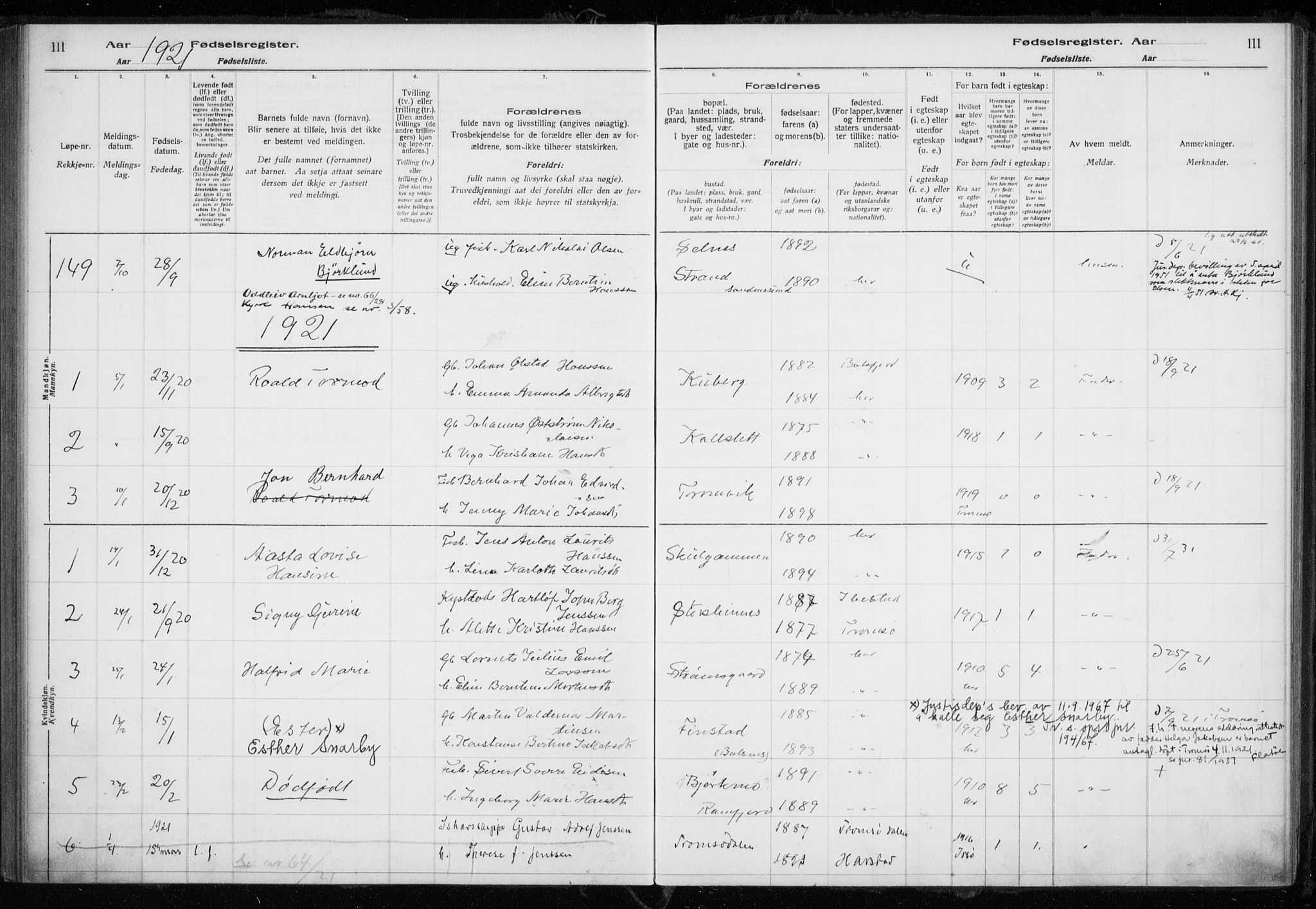 Tromsøysund sokneprestkontor, SATØ/S-1304/H/Ha/L0079: Birth register no. 79, 1916-1924, p. 111