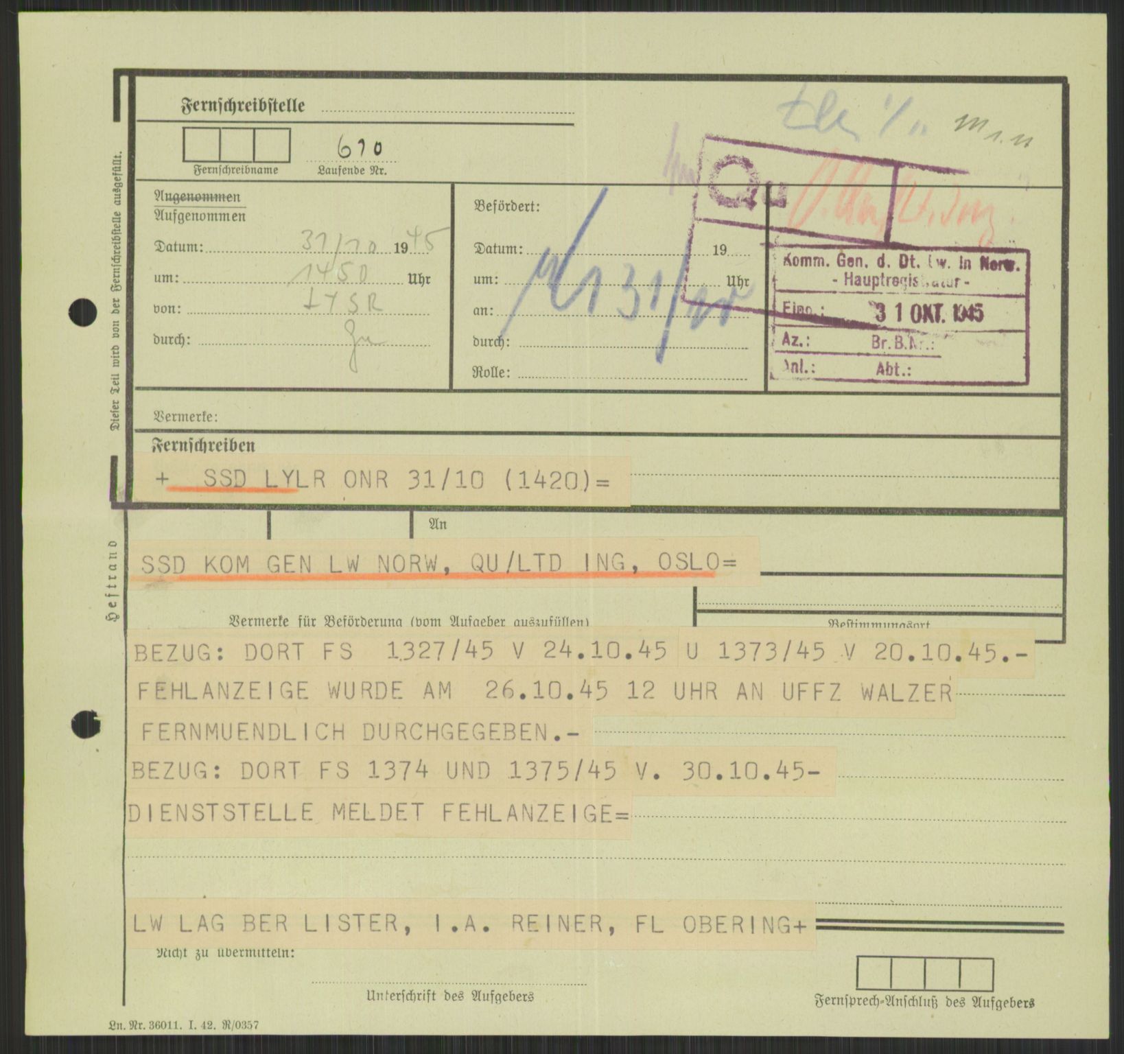 Deutscher Oberbefehlshaber Norwegen (DOBN), AV/RA-RAFA-2197/D/Di/L0066: AOK 20/WBN-DOBN Luftwaffe/Komm G. d.Dt.Lw. in Norwegen, 1945, p. 855