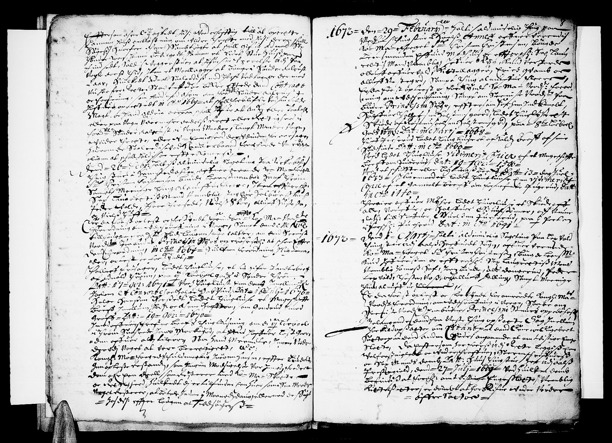 Ringerike og Hallingdal sorenskriveri, SAKO/A-81/F/Fa/Fab/L0002: Tingbok - Sorenskriveriet, 1672-1673, p. 8