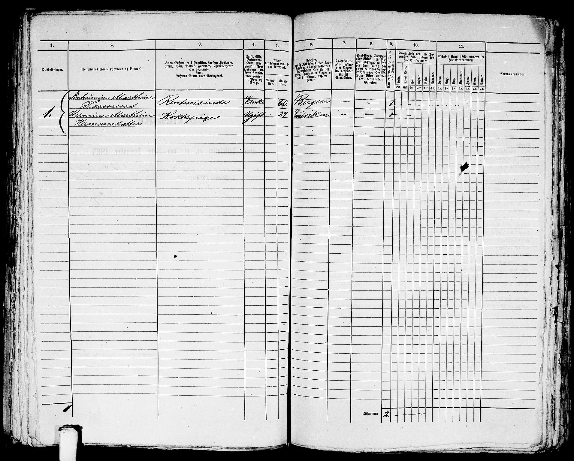 RA, 1865 census for Bergen, 1865, p. 4914