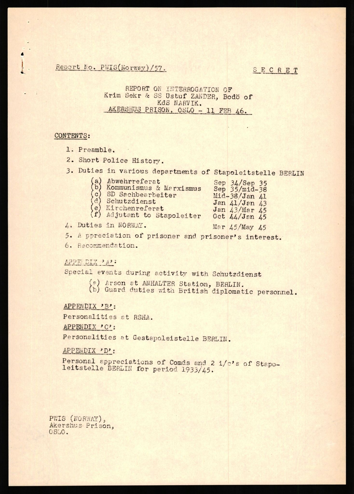 Forsvaret, Forsvarets overkommando II, AV/RA-RAFA-3915/D/Db/L0037: CI Questionaires. Tyske okkupasjonsstyrker i Norge. Tyskere., 1945-1946, p. 49