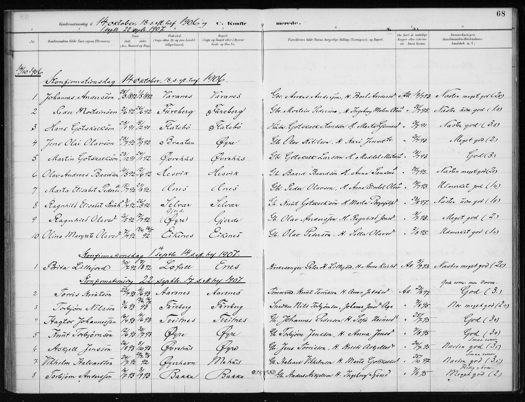 Kvinnherad sokneprestembete, SAB/A-76401/H/Haa: Parish register (official) no. F 1, 1887-1912, p. 68