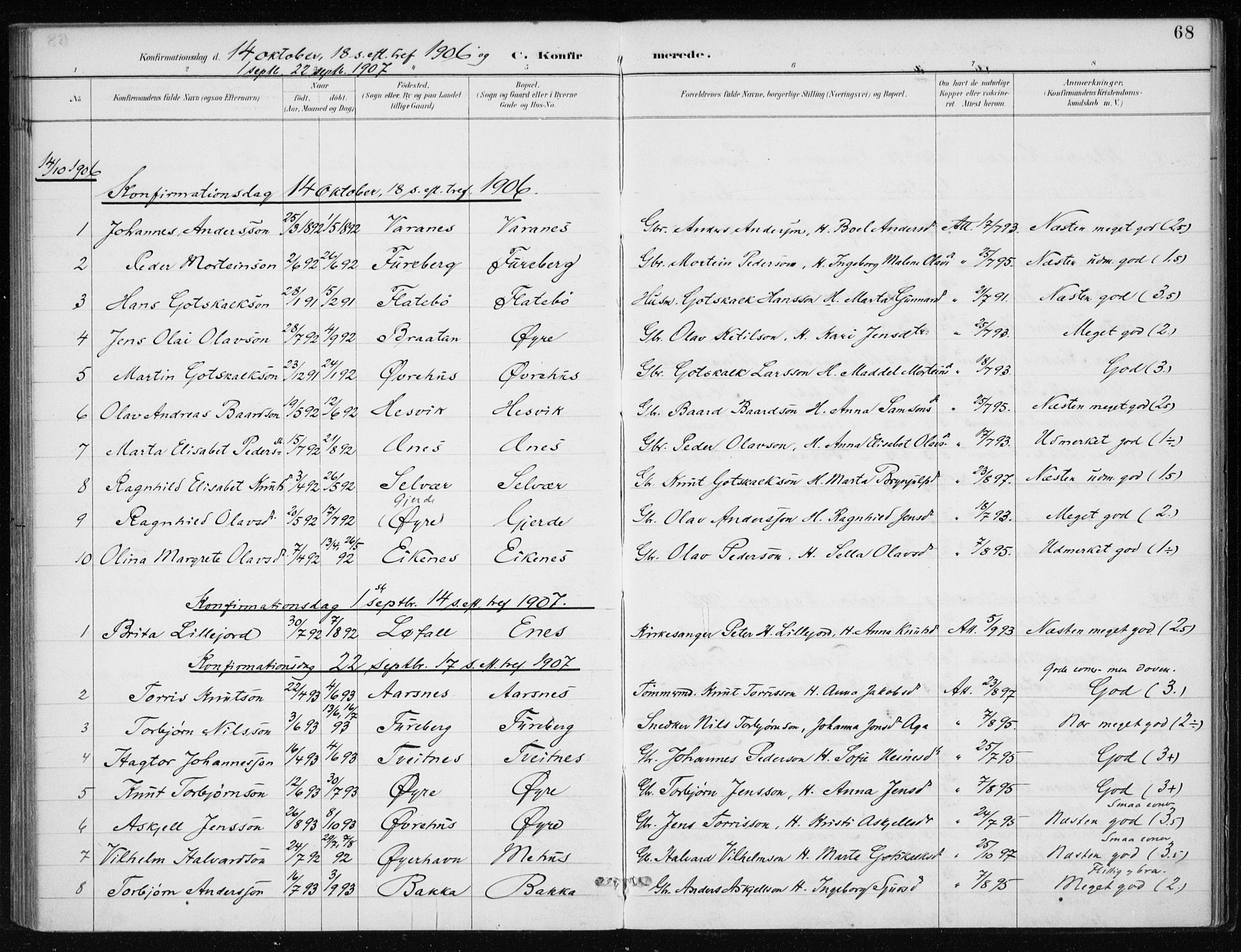 Kvinnherad sokneprestembete, AV/SAB-A-76401/H/Haa: Parish register (official) no. F 1, 1887-1912, p. 68