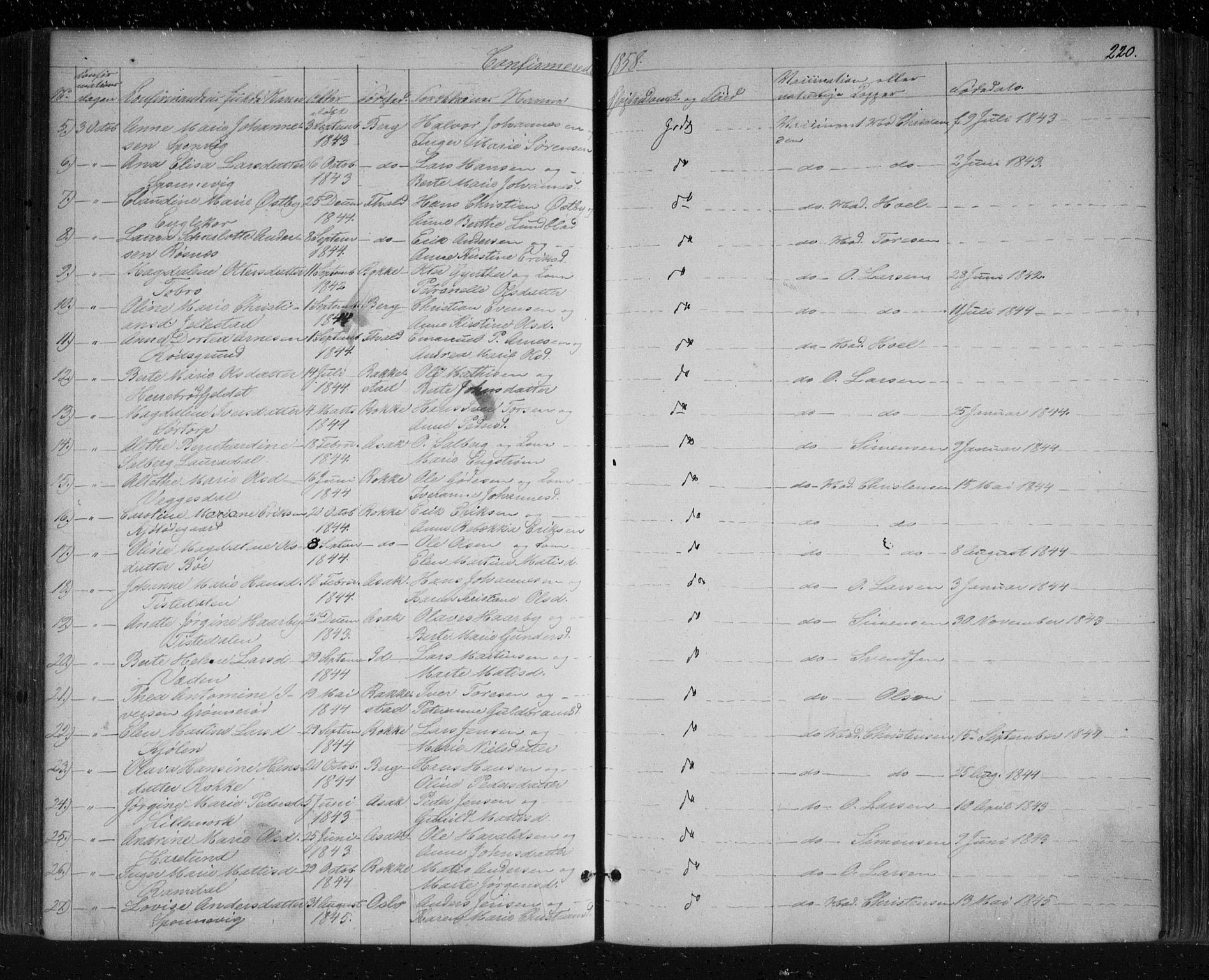 Berg prestekontor Kirkebøker, AV/SAO-A-10902/F/Fa/L0004: Parish register (official) no. I 4, 1843-1860, p. 220