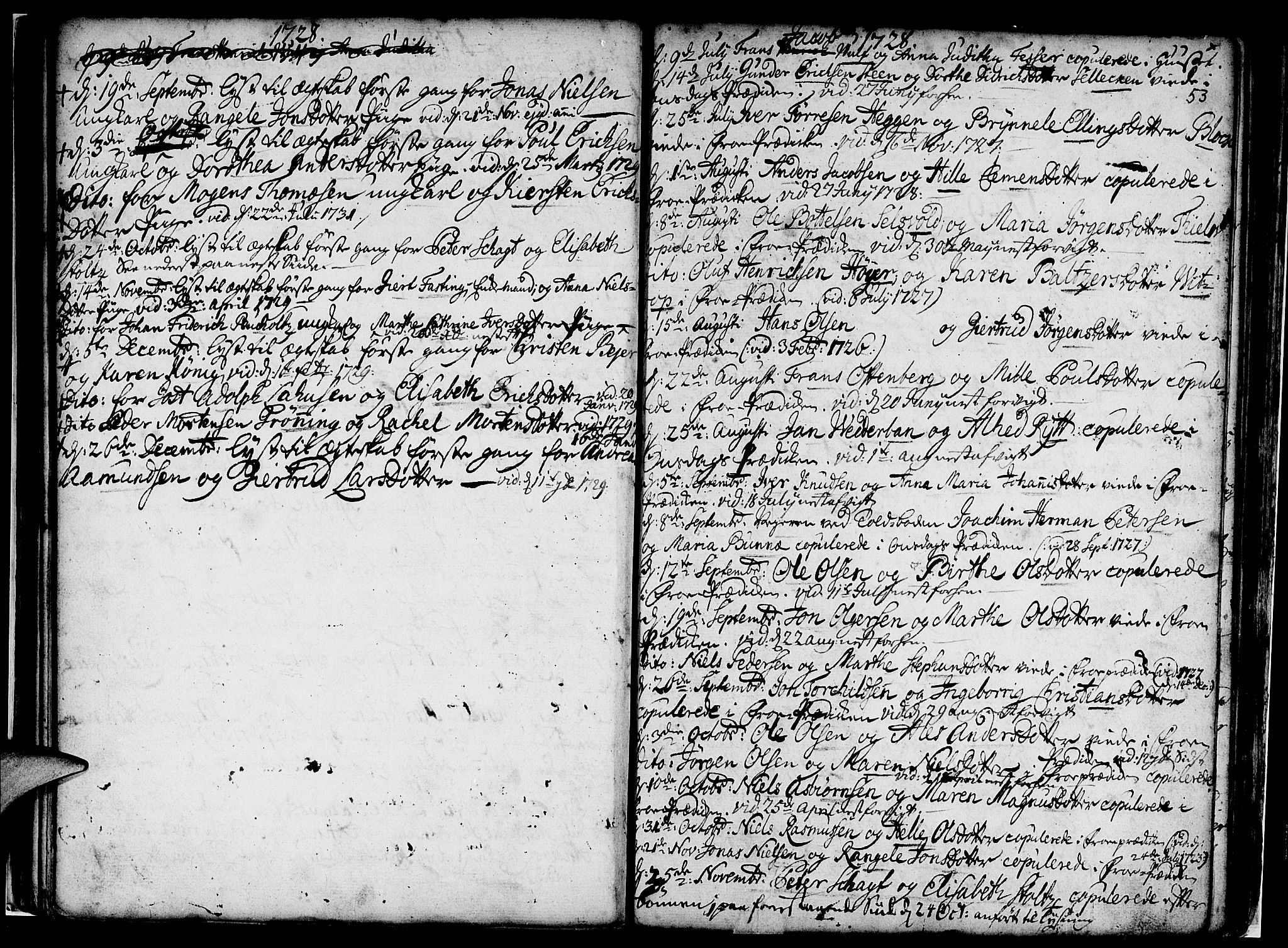 Nykirken Sokneprestembete, SAB/A-77101/H/Haa/L0007: Parish register (official) no. A 7, 1719-1781, p. 53