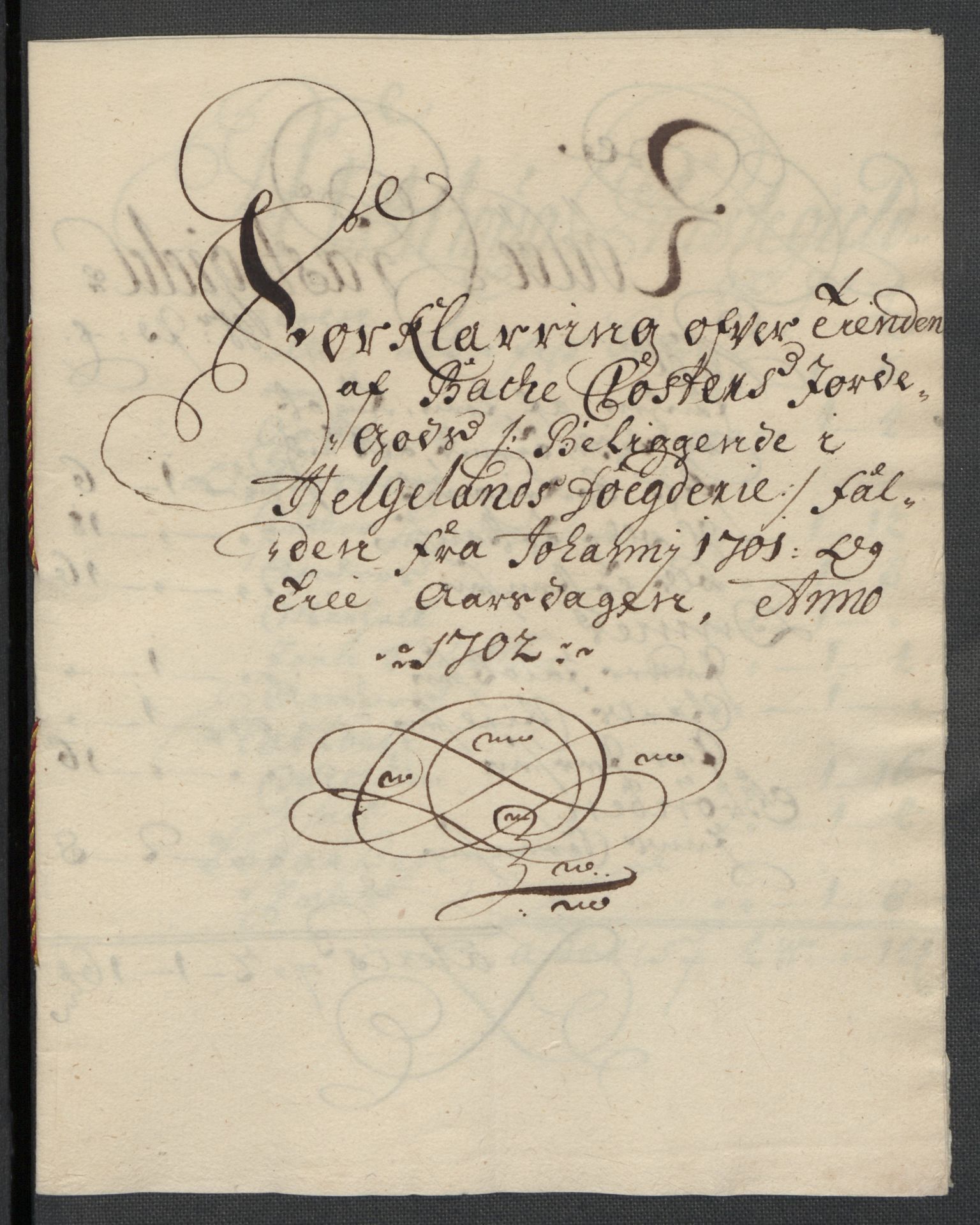 Rentekammeret inntil 1814, Reviderte regnskaper, Fogderegnskap, AV/RA-EA-4092/R65/L4508: Fogderegnskap Helgeland, 1702-1705, p. 9