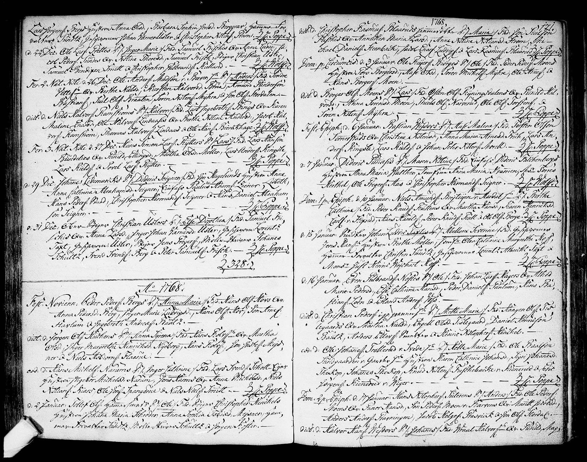 Kongsberg kirkebøker, SAKO/A-22/F/Fa/L0004: Parish register (official) no. I 4, 1756-1768, p. 171