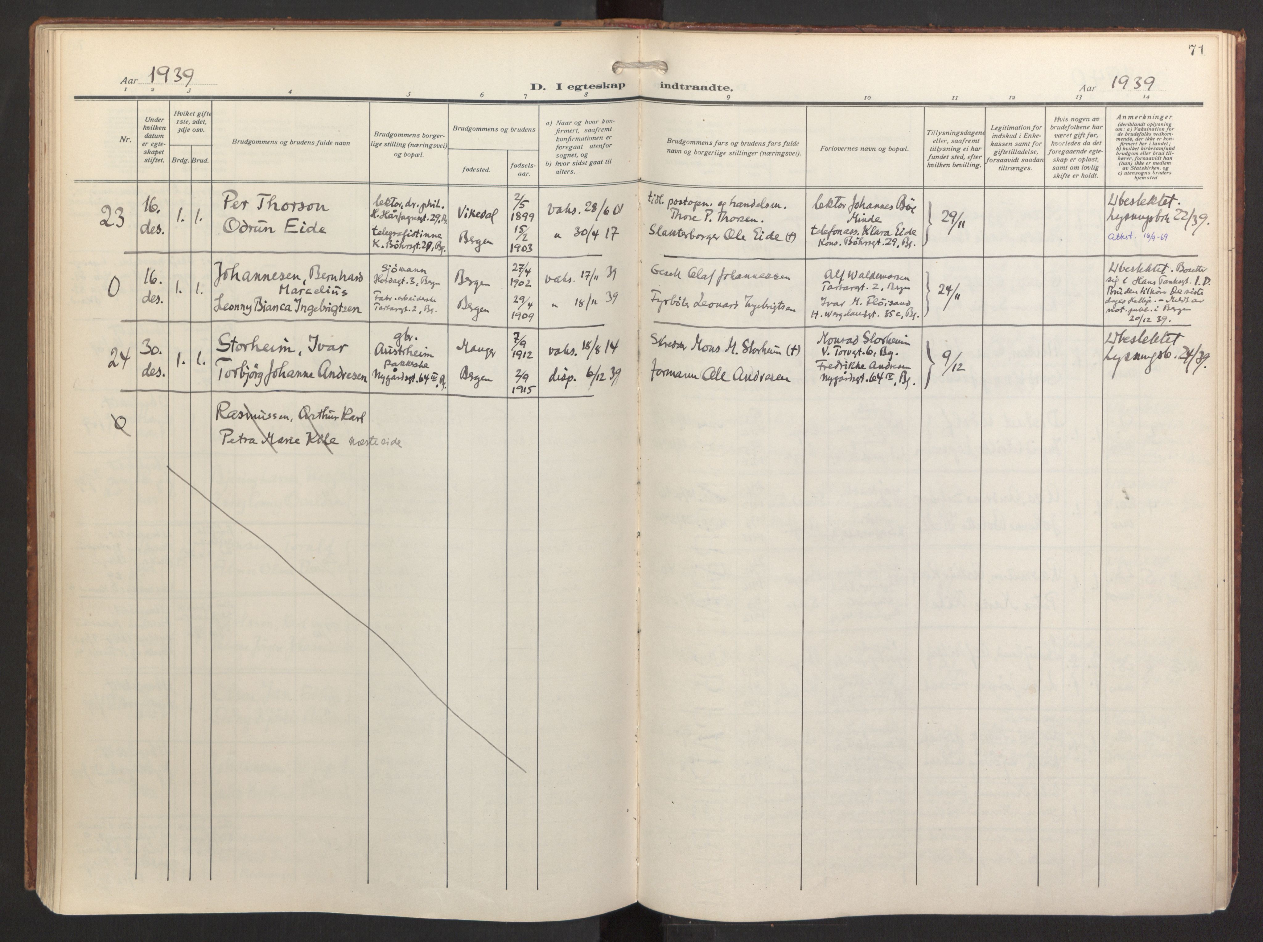 St. Jacob sokneprestembete, AV/SAB-A-78001/H/Haa/L0005: Parish register (official) no. C 1, 1917-1951, p. 71