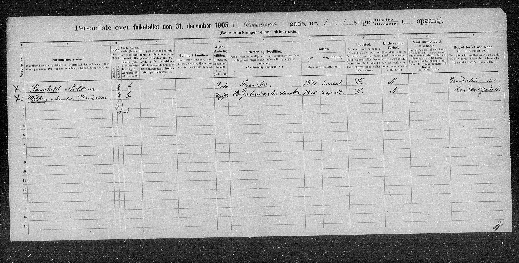 OBA, Municipal Census 1905 for Kristiania, 1905, p. 7466