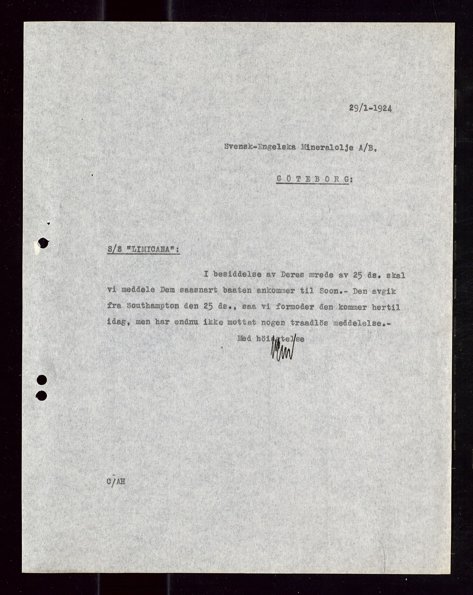 Pa 1521 - A/S Norske Shell, SAST/A-101915/E/Ea/Eaa/L0013: Sjefskorrespondanse, 1924, p. 138