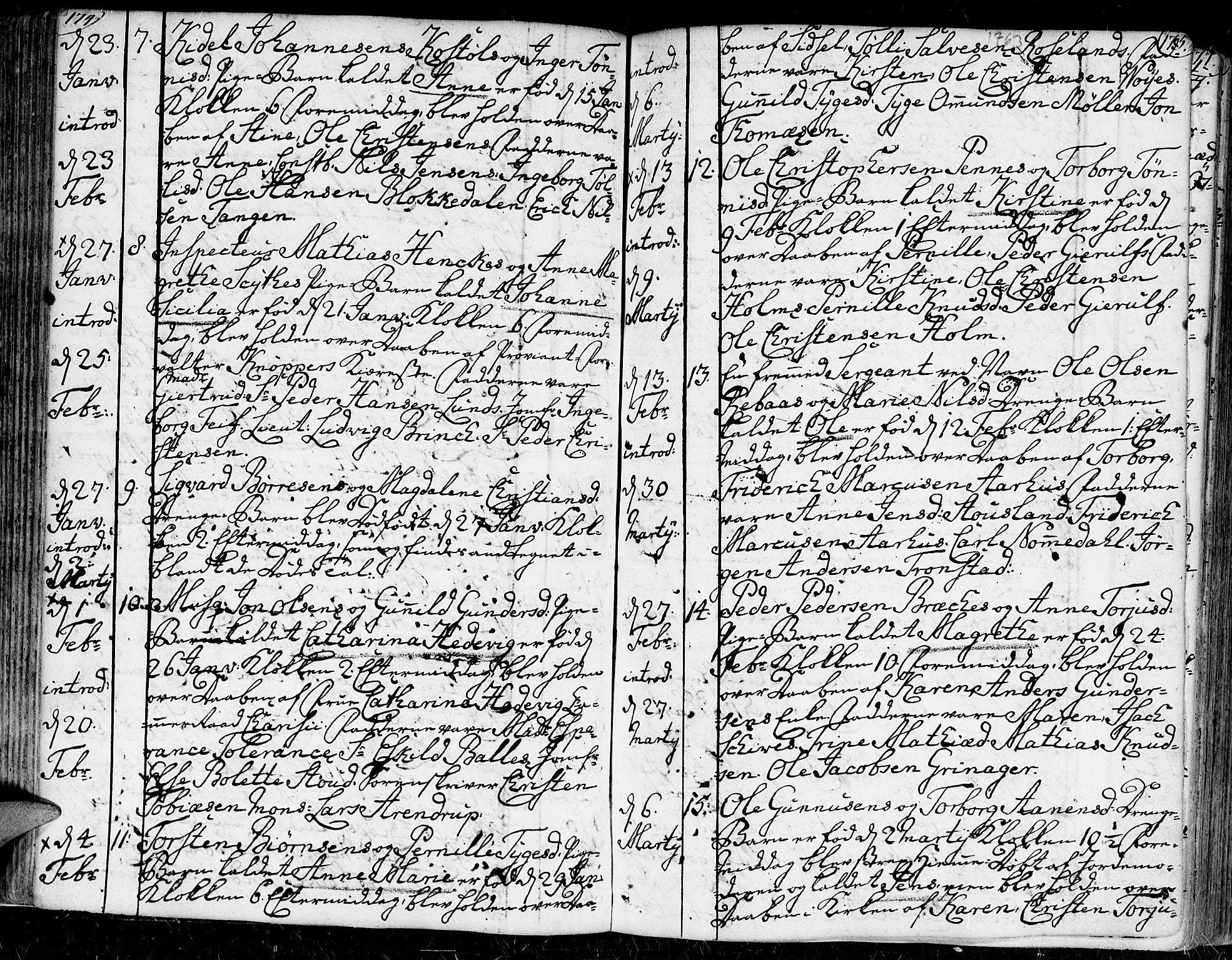 Kristiansand domprosti, AV/SAK-1112-0006/F/Fa/L0002: Parish register (official) no. A 2, 1755-1778, p. 174-175