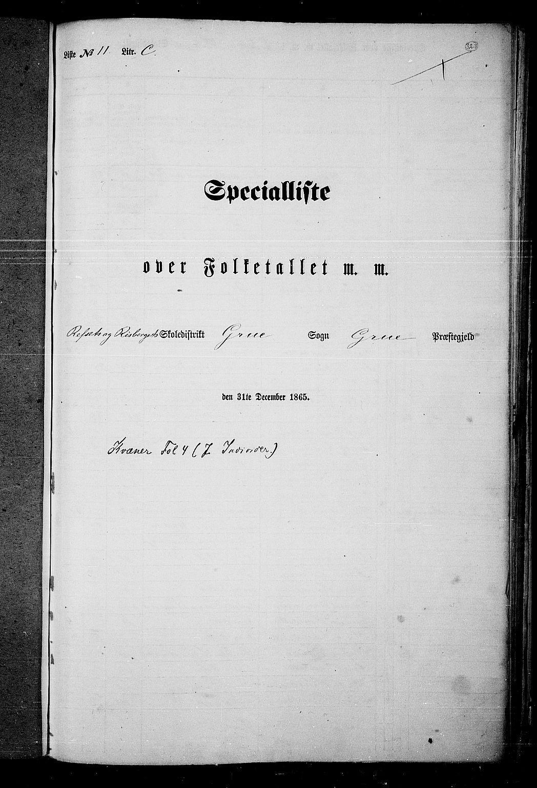 RA, 1865 census for Grue, 1865, p. 286