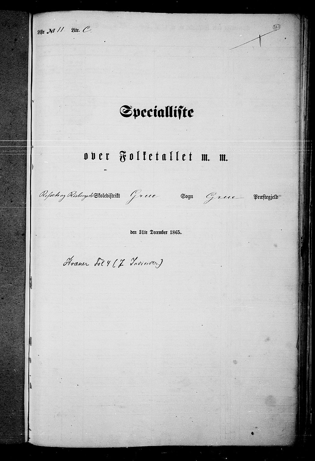 RA, 1865 census for Grue, 1865, p. 286