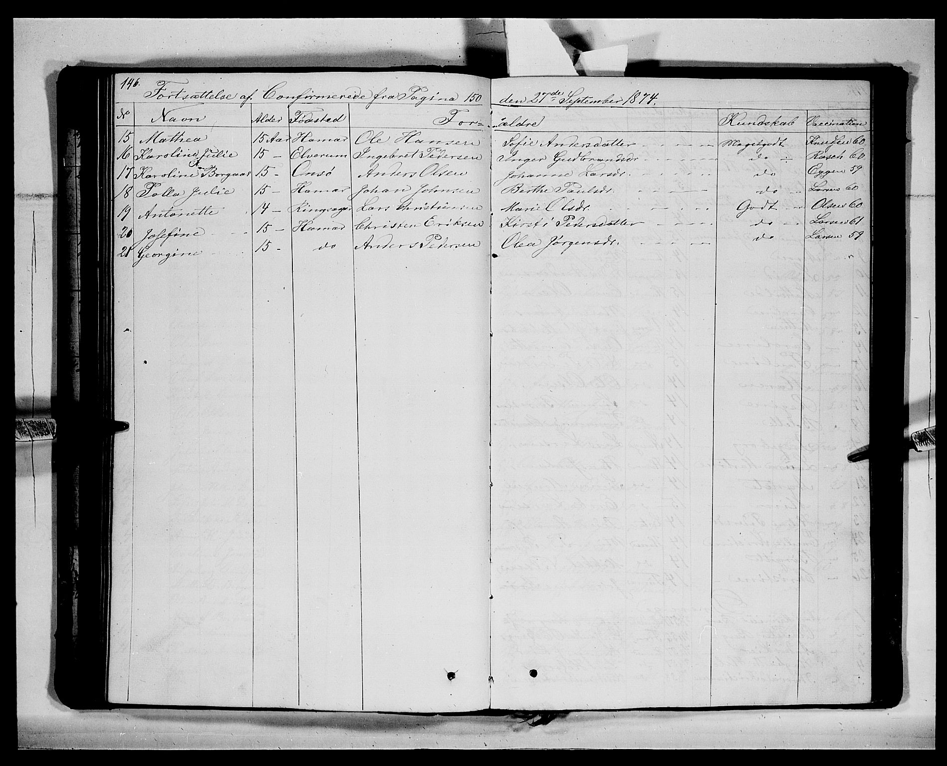 Vang prestekontor, Hedmark, SAH/PREST-008/H/Ha/Hab/L0011: Parish register (copy) no. 11, 1855-1878, p. 146