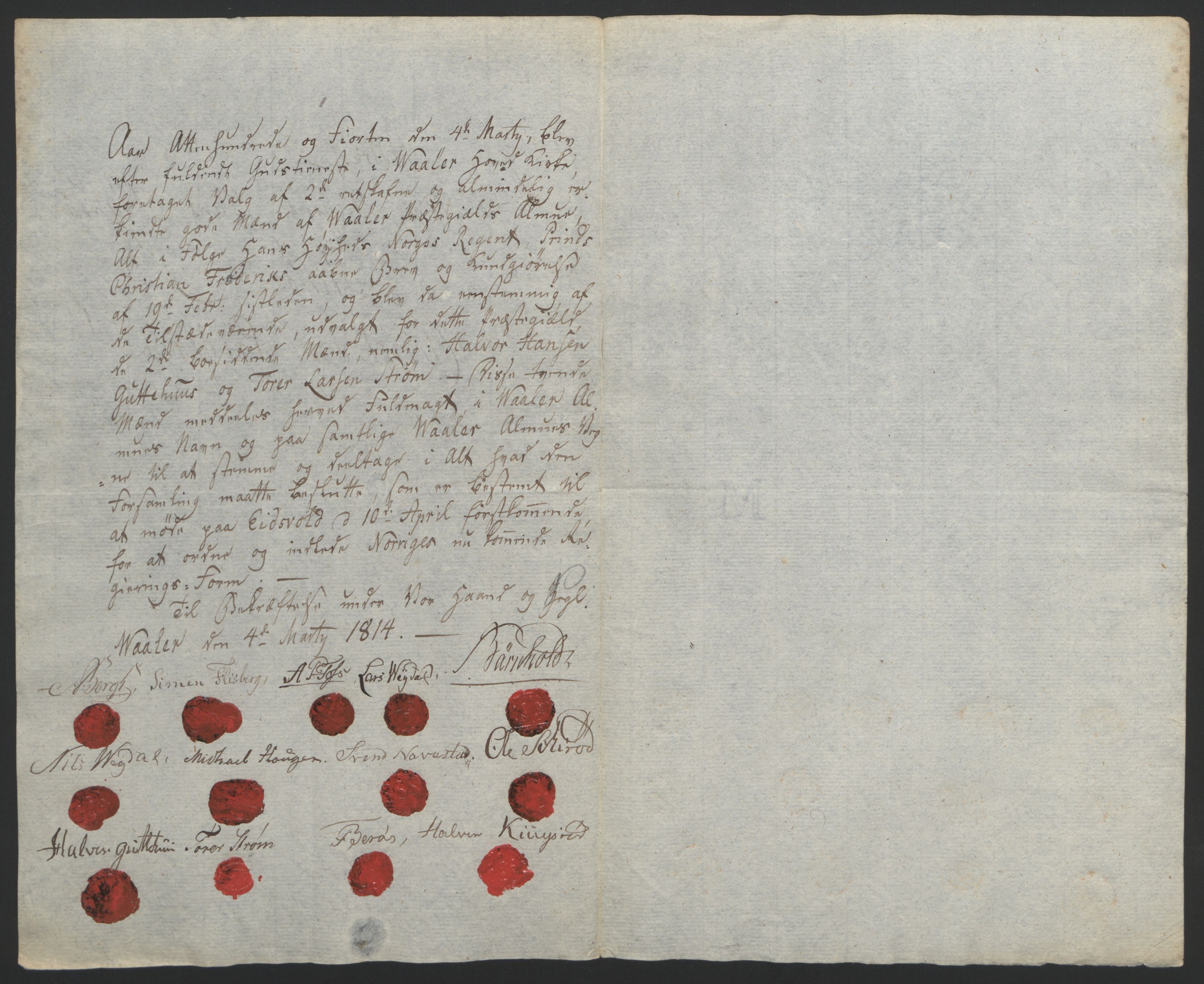 Statsrådssekretariatet, AV/RA-S-1001/D/Db/L0007: Fullmakter for Eidsvollsrepresentantene i 1814. , 1814, p. 170