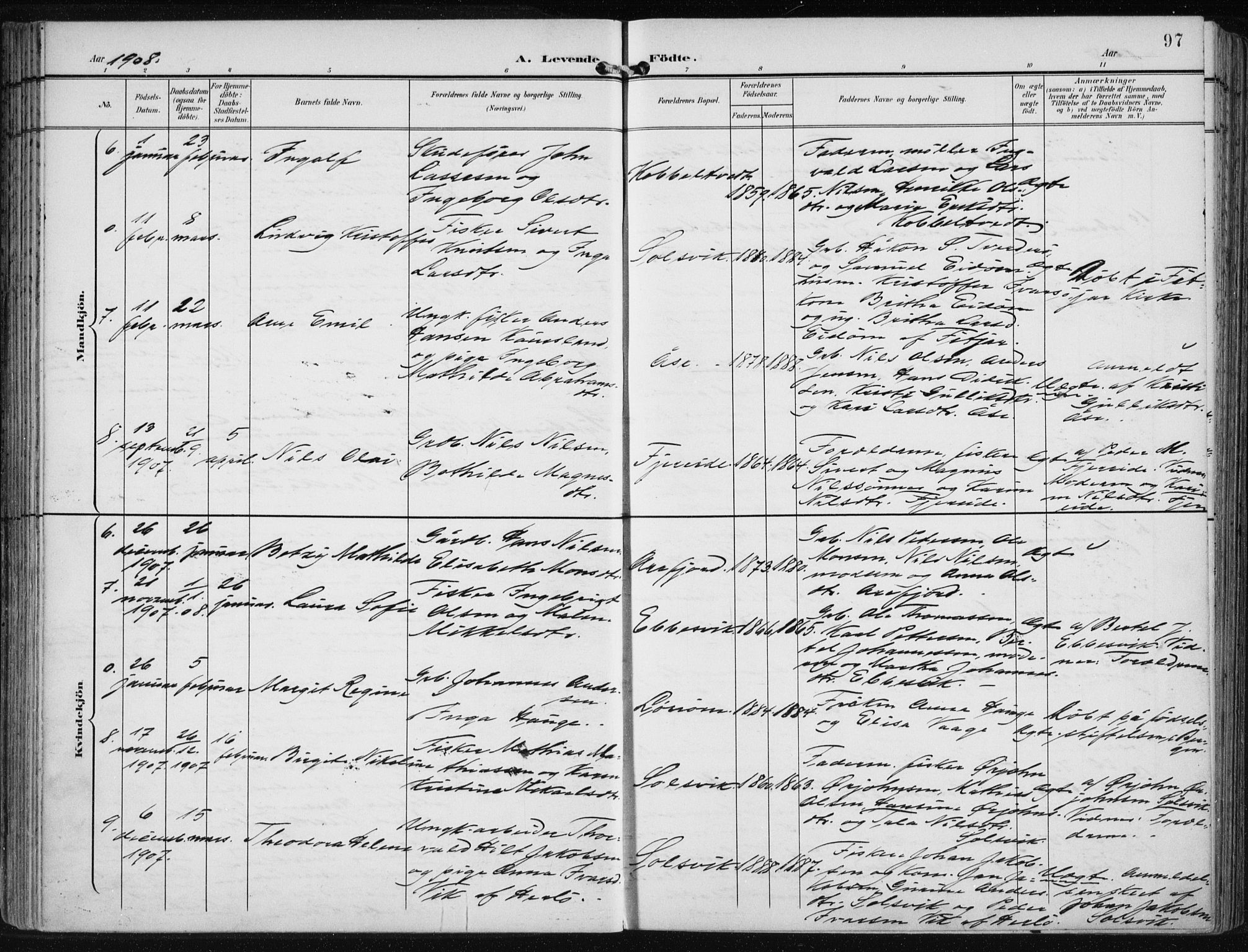 Fjell sokneprestembete, SAB/A-75301/H/Haa: Parish register (official) no. A  9, 1899-1910, p. 97