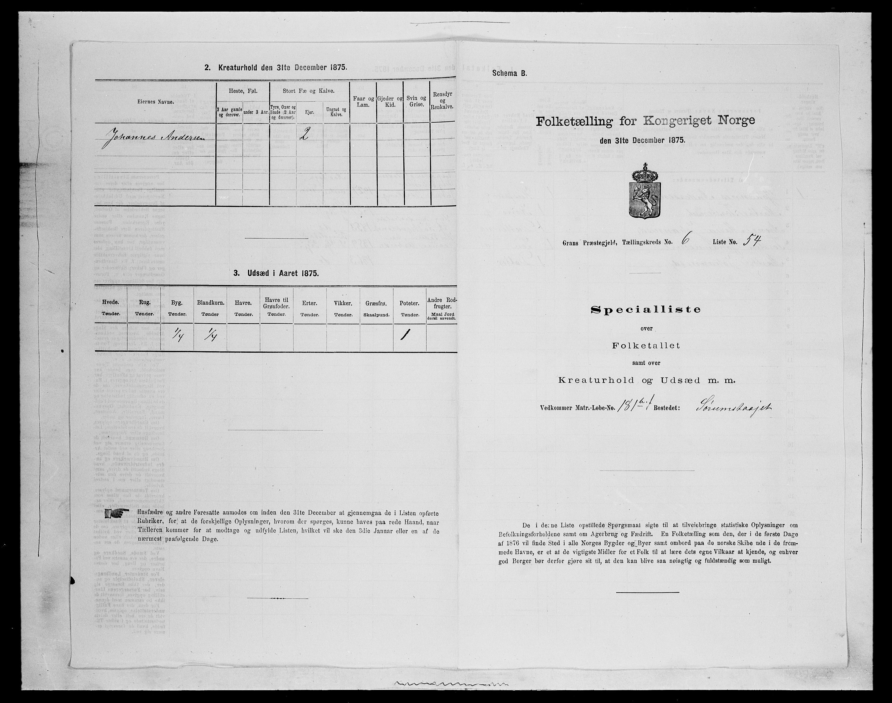 SAH, 1875 census for 0534P Gran, 1875, p. 1127