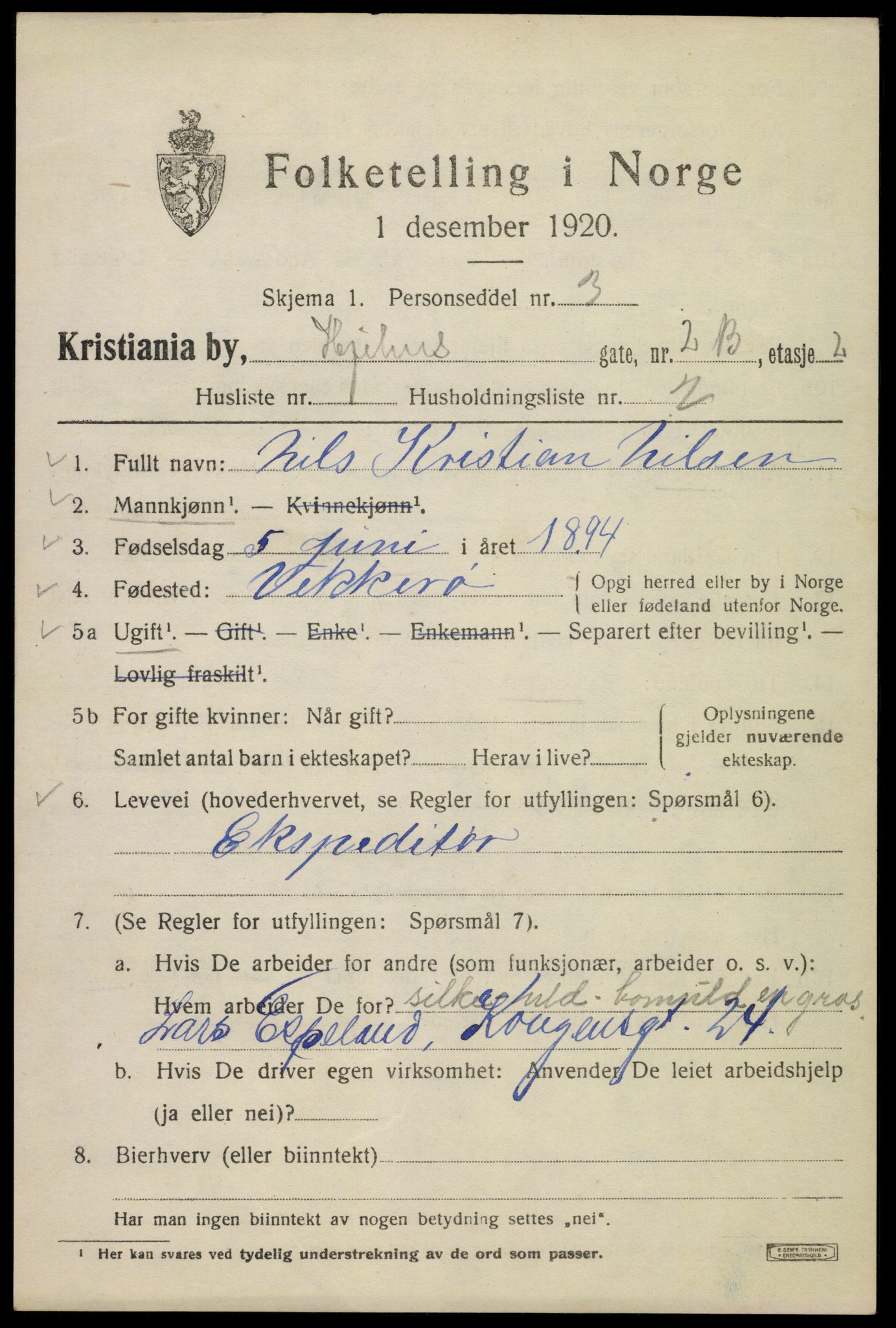 SAO, 1920 census for Kristiania, 1920, p. 294041