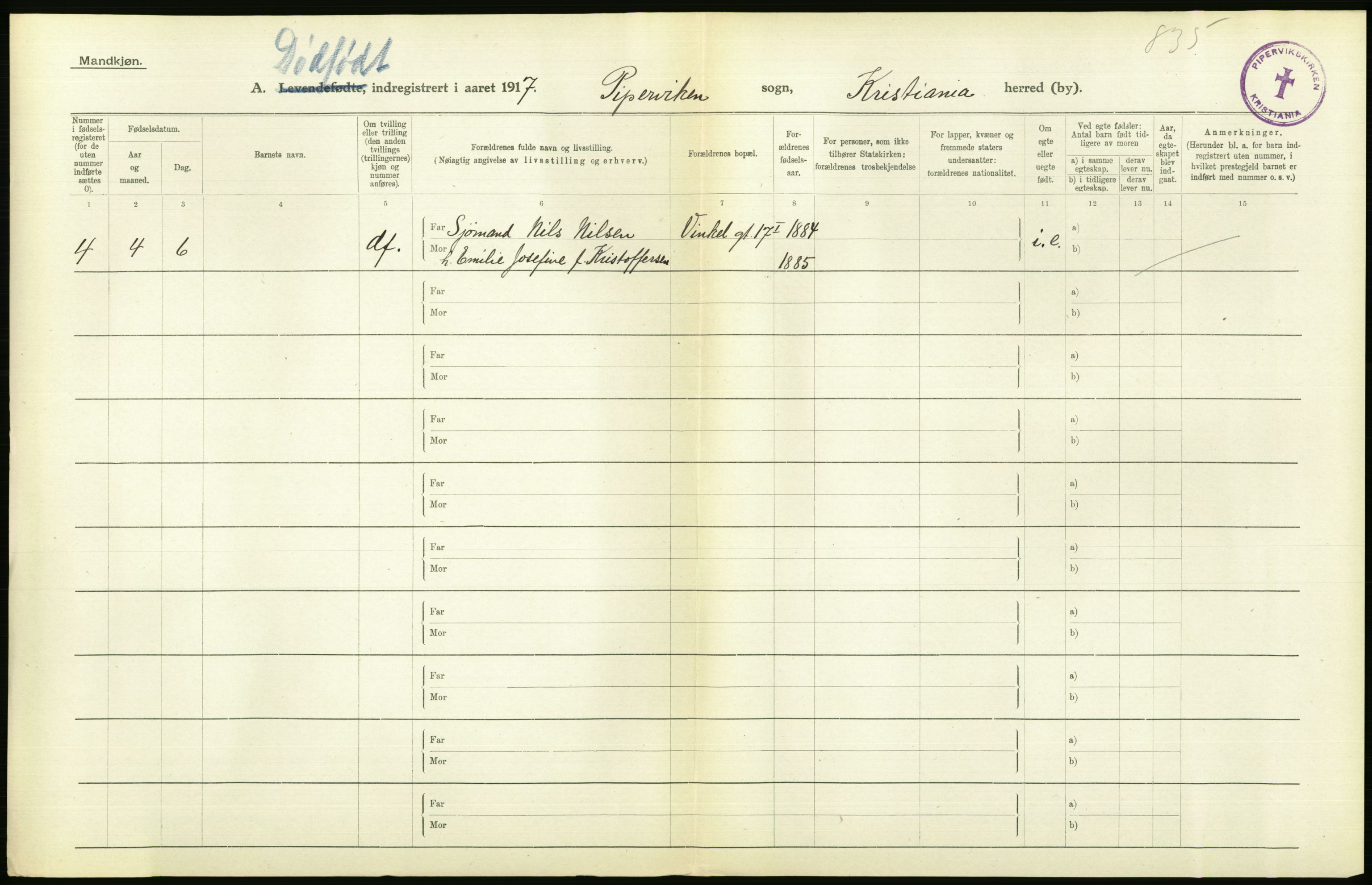 Statistisk sentralbyrå, Sosiodemografiske emner, Befolkning, RA/S-2228/D/Df/Dfb/Dfbg/L0011: Kristiania: Døde, dødfødte., 1917, p. 578