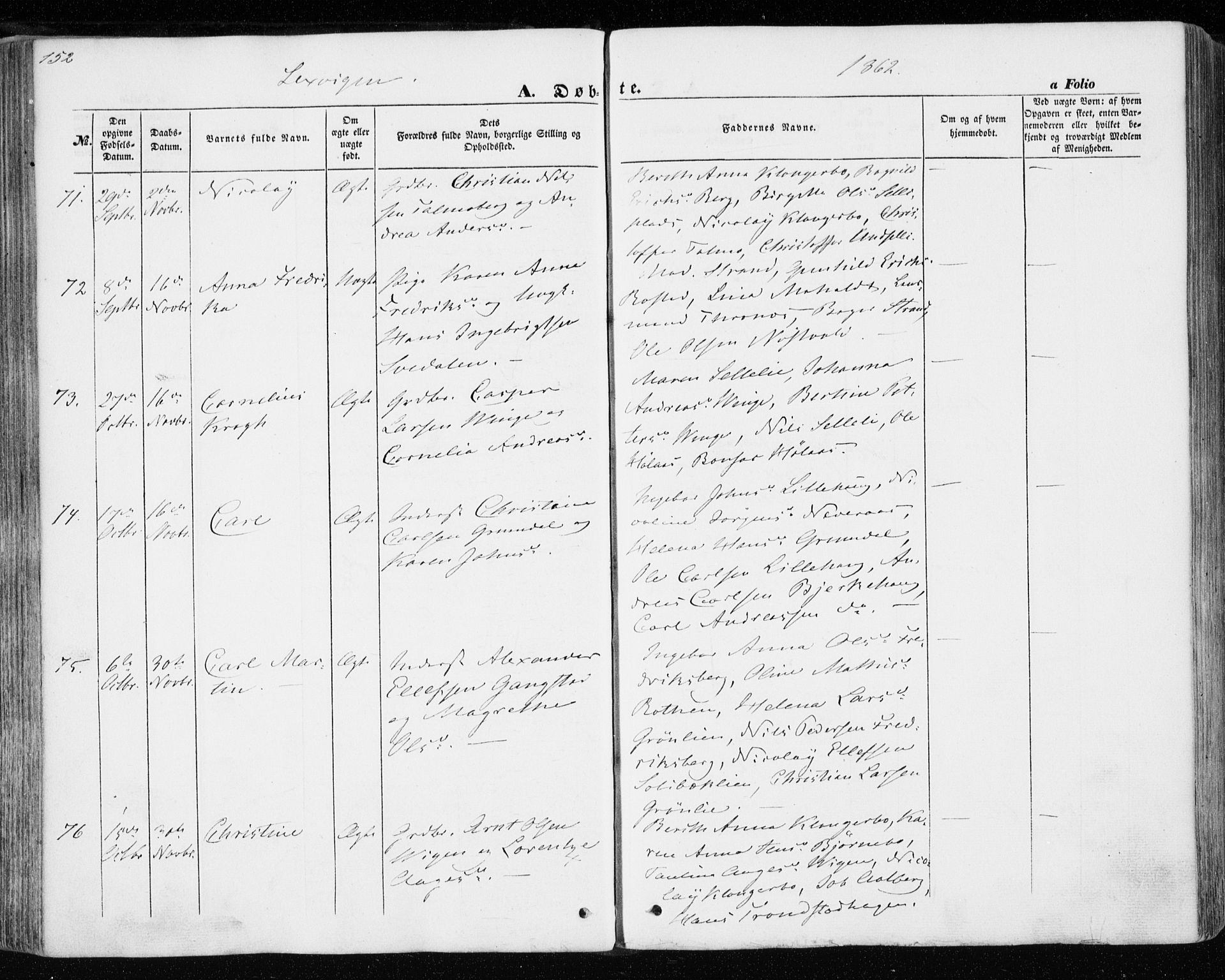 Ministerialprotokoller, klokkerbøker og fødselsregistre - Nord-Trøndelag, SAT/A-1458/701/L0008: Parish register (official) no. 701A08 /1, 1854-1863, p. 152