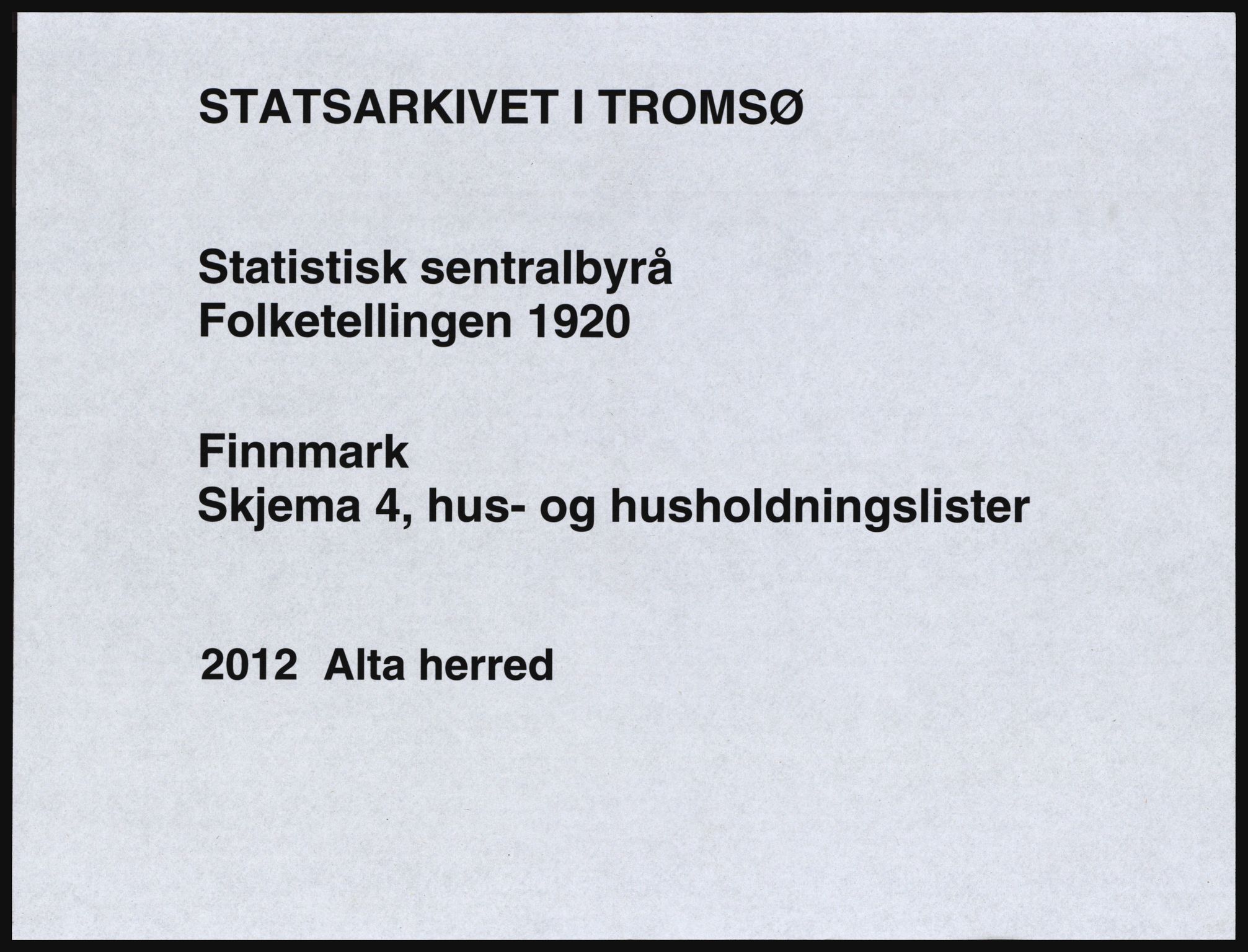 SATØ, 1920 census for Alta, 1920, p. 36
