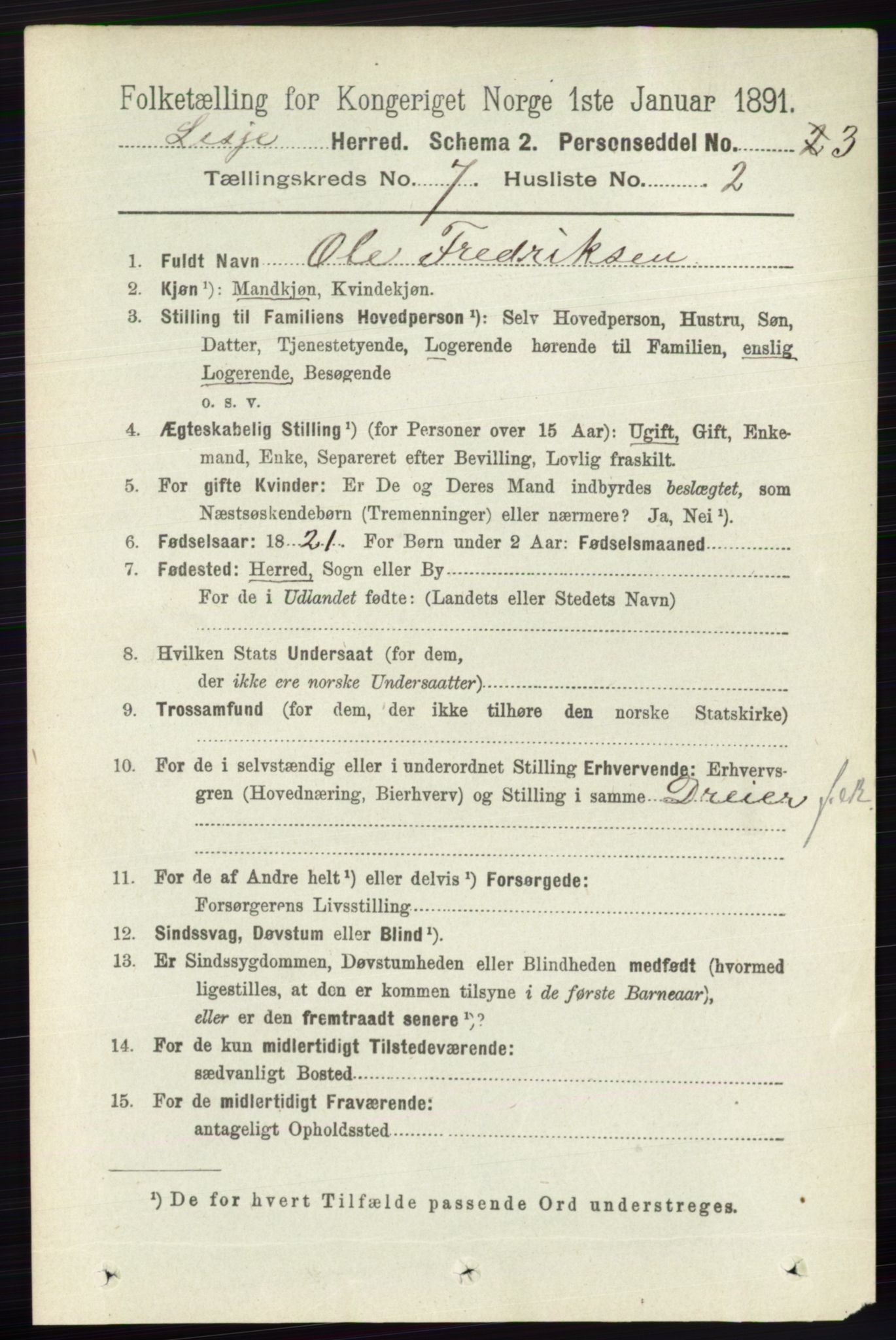 RA, 1891 census for 0512 Lesja, 1891, p. 2499