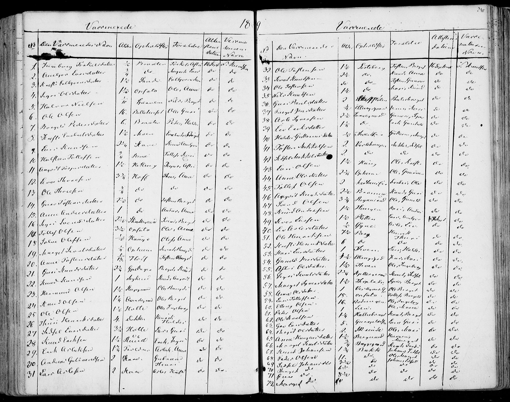 Ål kirkebøker, SAKO/A-249/F/Fa/L0006: Parish register (official) no. I 6, 1849-1864, p. 240