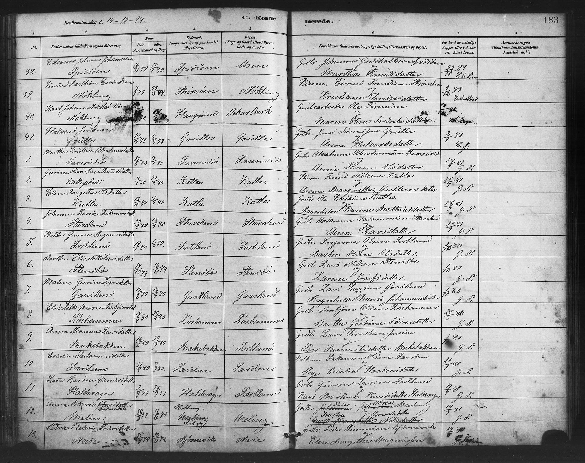 Finnås sokneprestembete, SAB/A-99925/H/Ha/Haa/Haac/L0001: Parish register (official) no. C 1, 1881-1894, p. 183